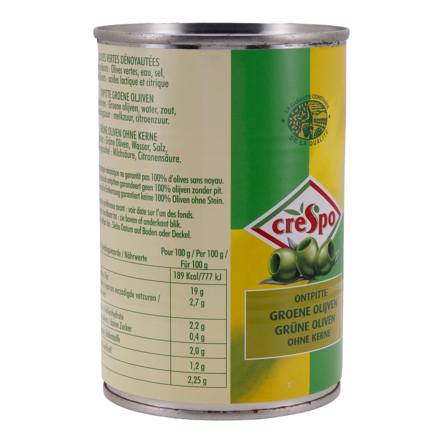 Oliven Crespo | Grüne Oliven ohne Kern | Ideal für mediterrane Gerichte | 397 g Dose CRESPO