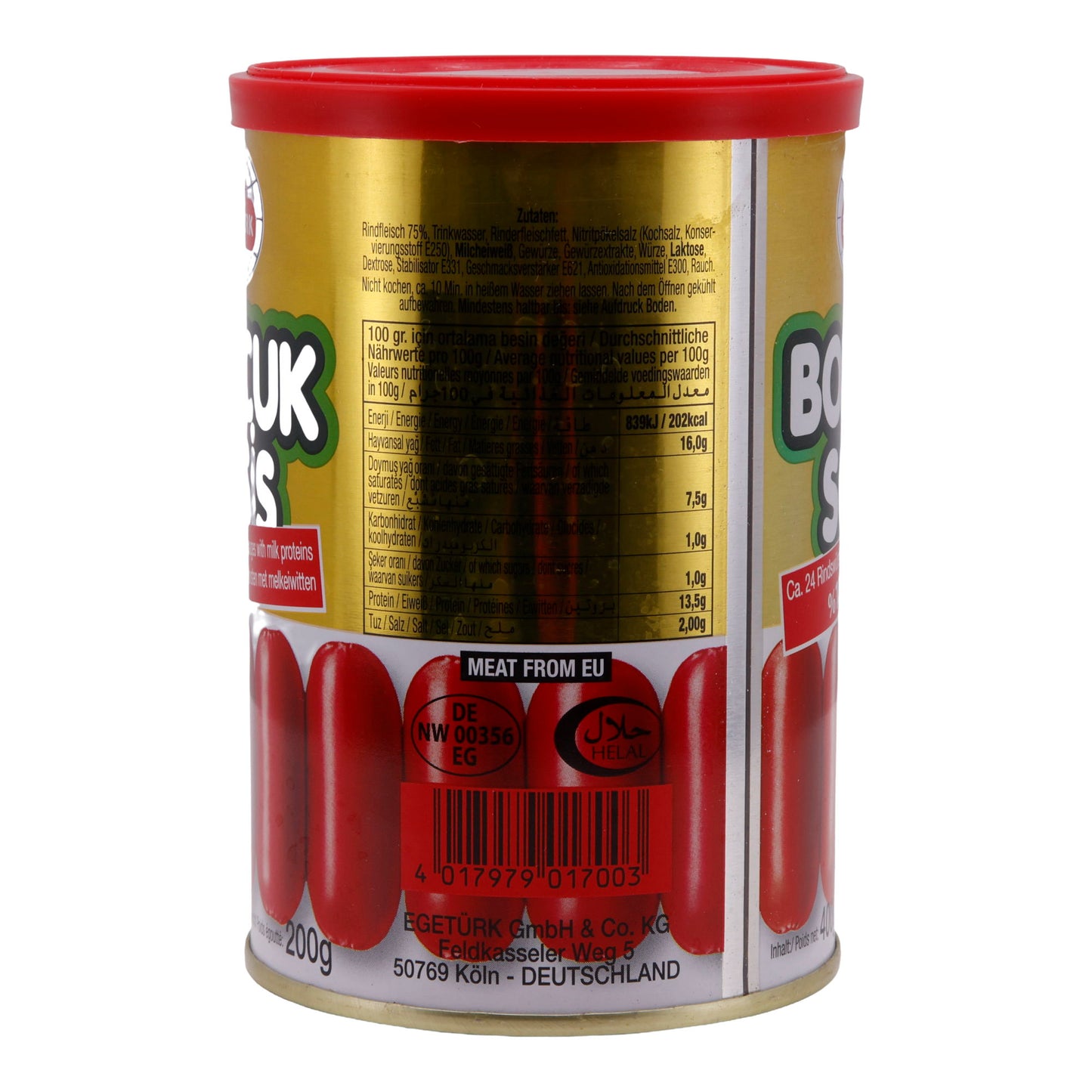 Runderworstjes EGETÜRK | Boncuk Sosis | Ca. 24 stuks, eigen vel, met melkeiwit | 400 g (uitgelekt gewicht 200 g)