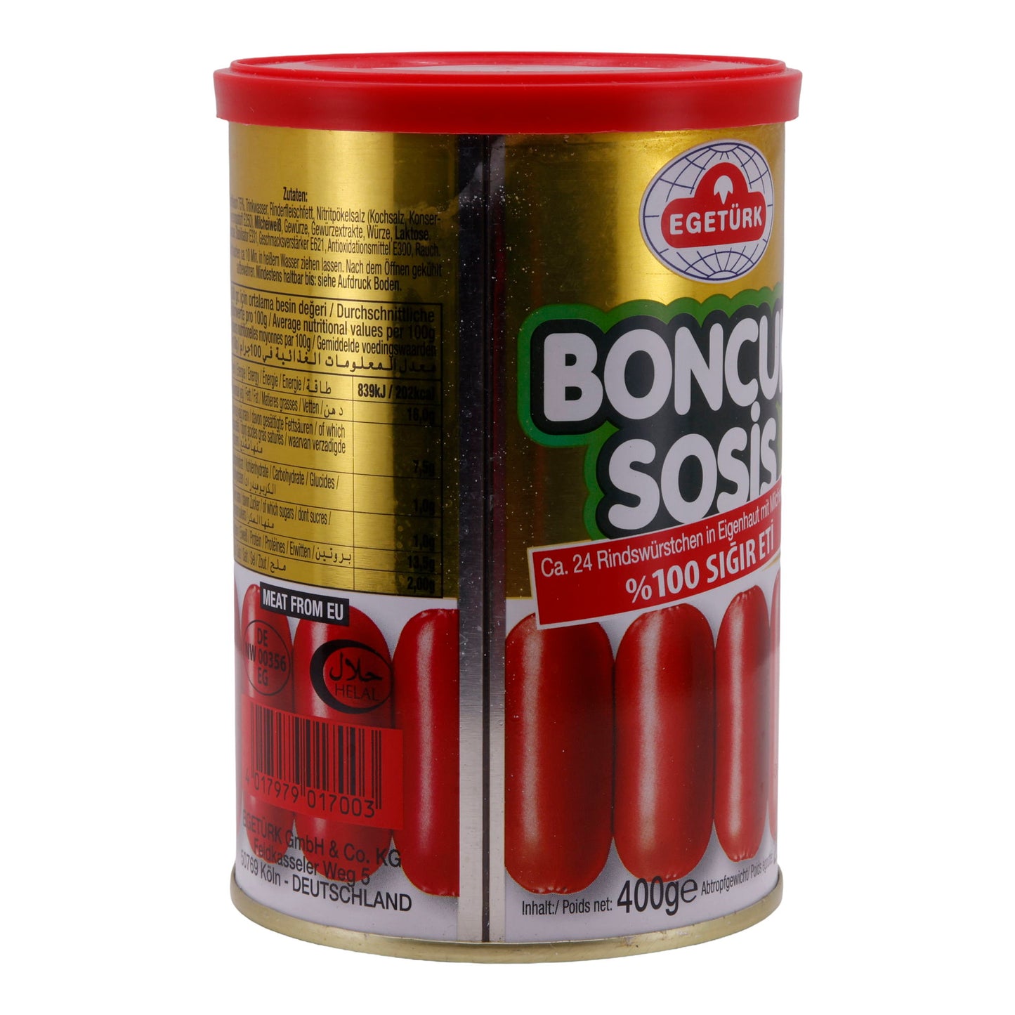 Runderworstjes EGETÜRK | Boncuk Sosis | Ca. 24 stuks, eigen vel, met melkeiwit | 400 g (uitgelekt gewicht 200 g)