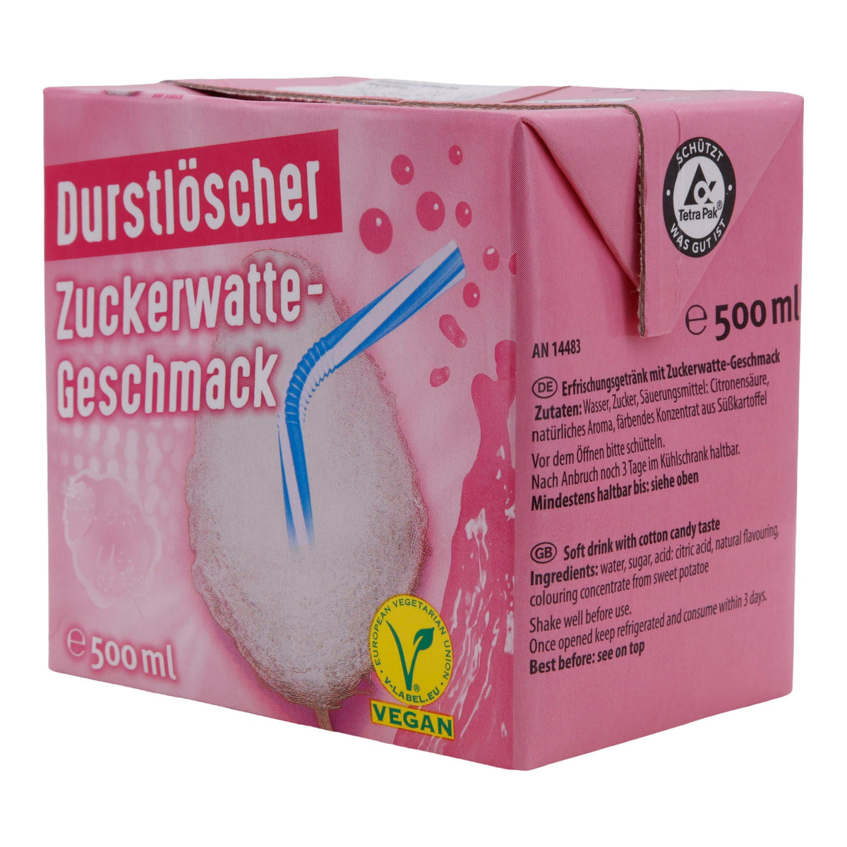 Zuckerwatte Durstlöscher | Veganes Süßgetränk | 500 ml DURTSLOESCHER