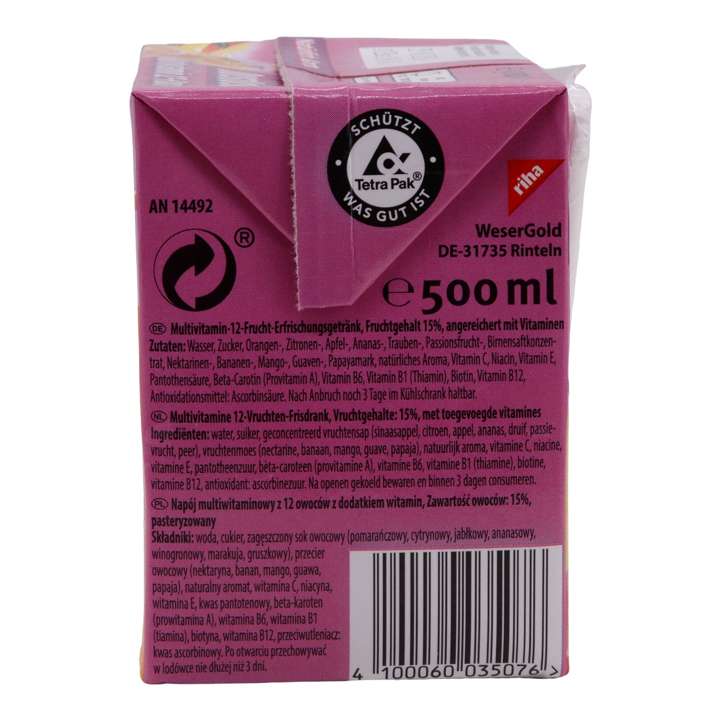 Multivitamin 12 Meyveli Susuzluk Giderici | İçecek | Vegan & Meyveli | 500 ml