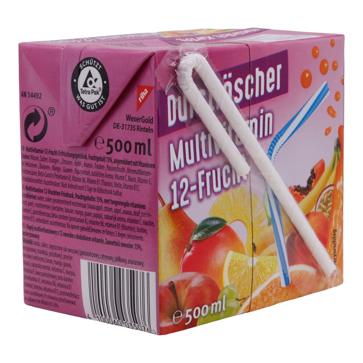 Multivitamin 12-Frucht Durstlöscher | Getränk | Vegan & Fruchtig | 500 ml DURSTLÖSCHER