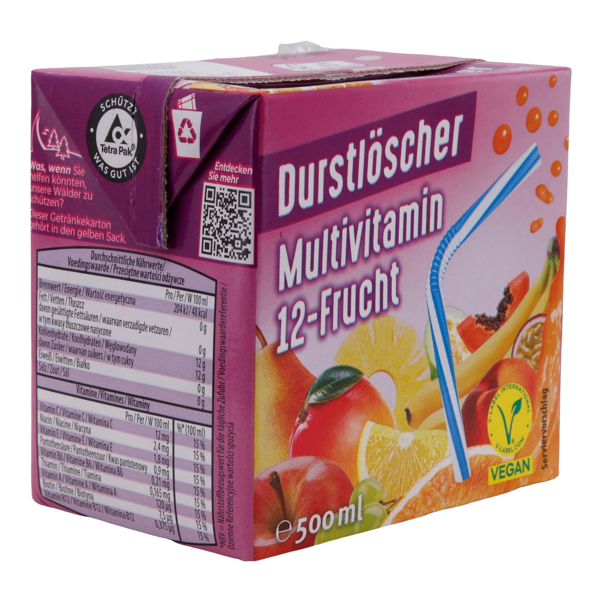 Multivitamin 12-Frucht Durstlöscher | Getränk | Vegan & Fruchtig | 500 ml DURSTLÖSCHER