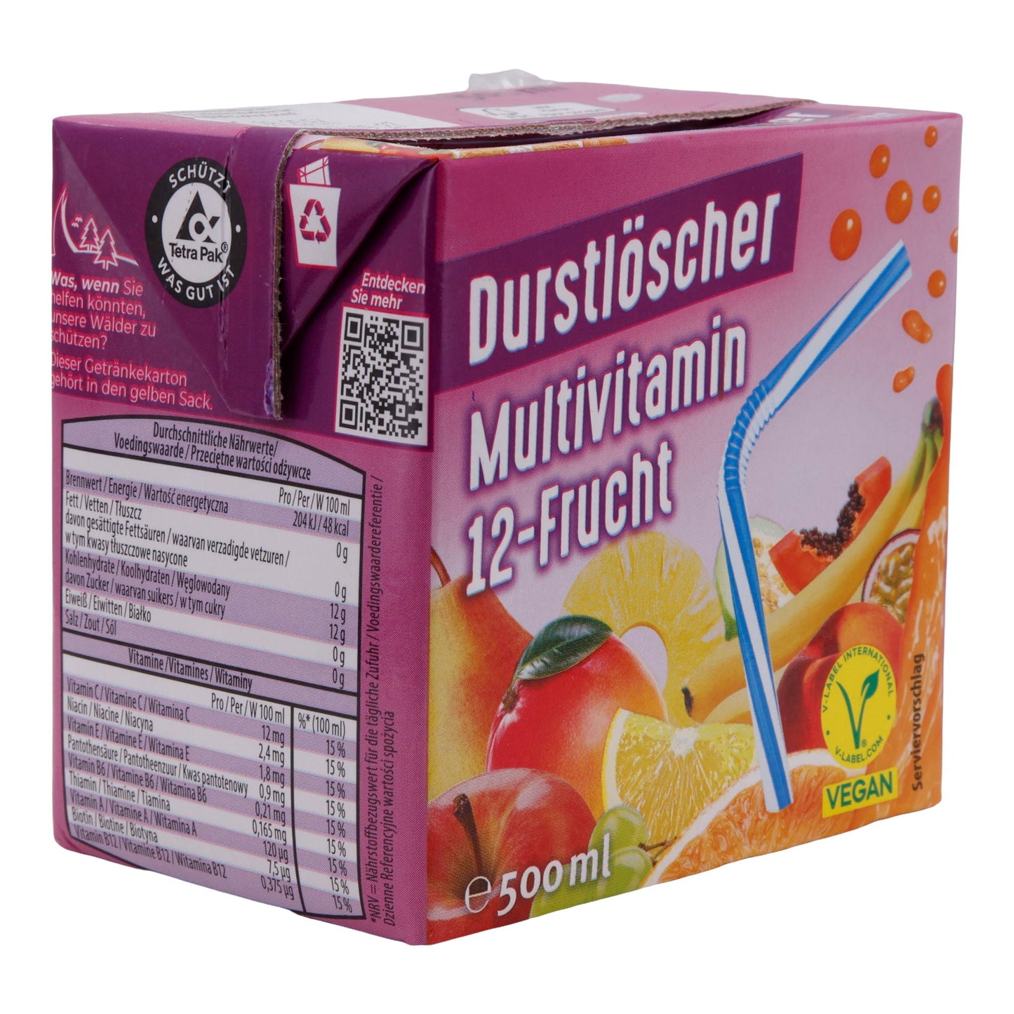 Multivitamin 12-Frucht Durstlöscher | Getränk | Vegan & Fruchtig | 500 ml DURSTLÖSCHER