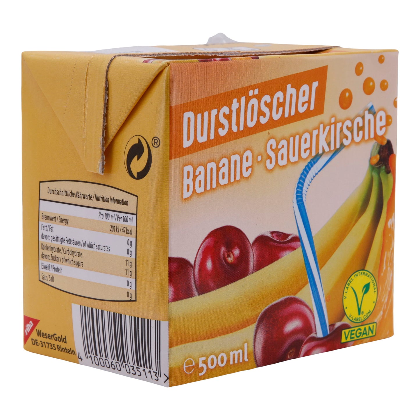 Banaan-Zure Kers Dorstlesser | Drank | Veganistisch | 500 ml