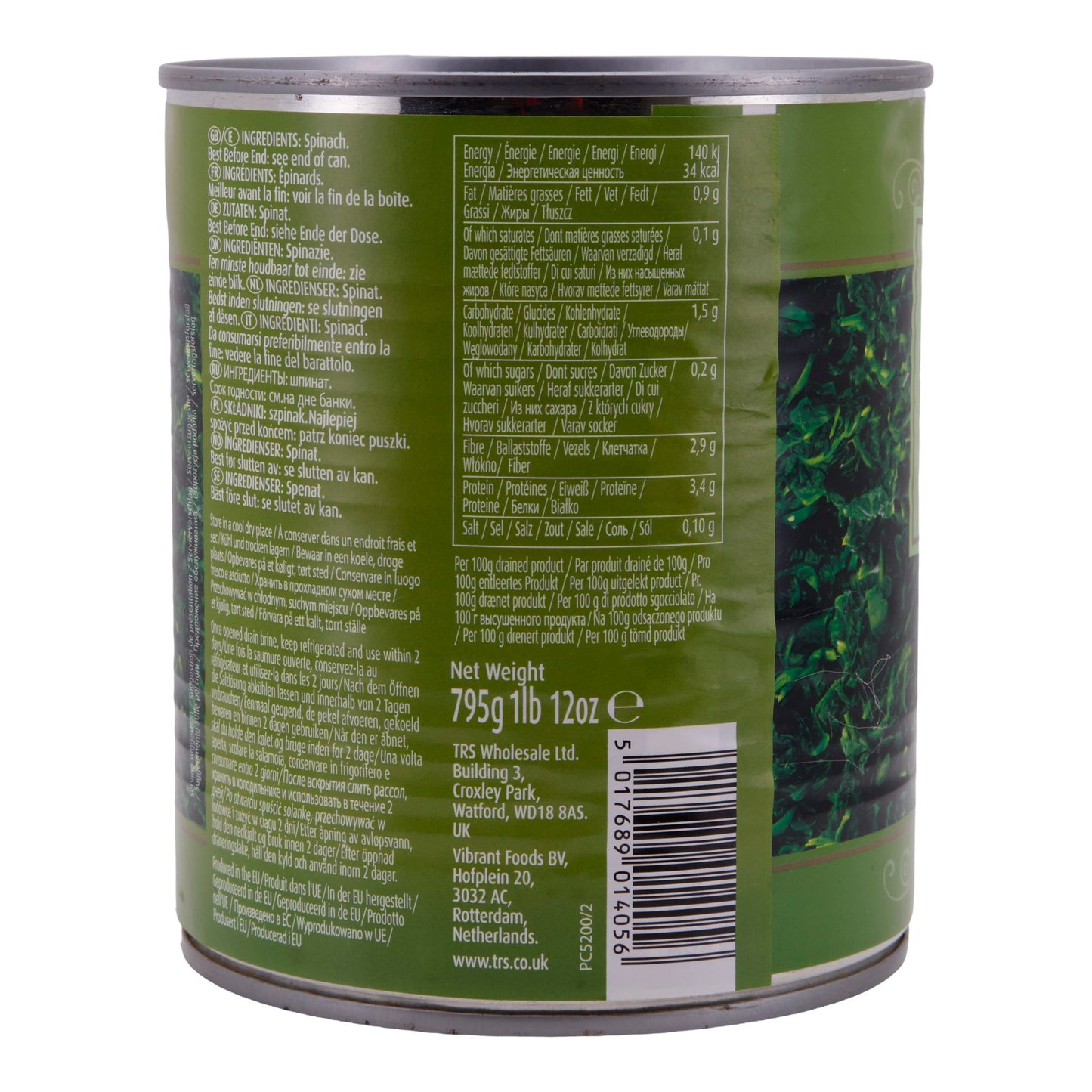 TRS Chopped Spinach, Premium Quality, 795g Can