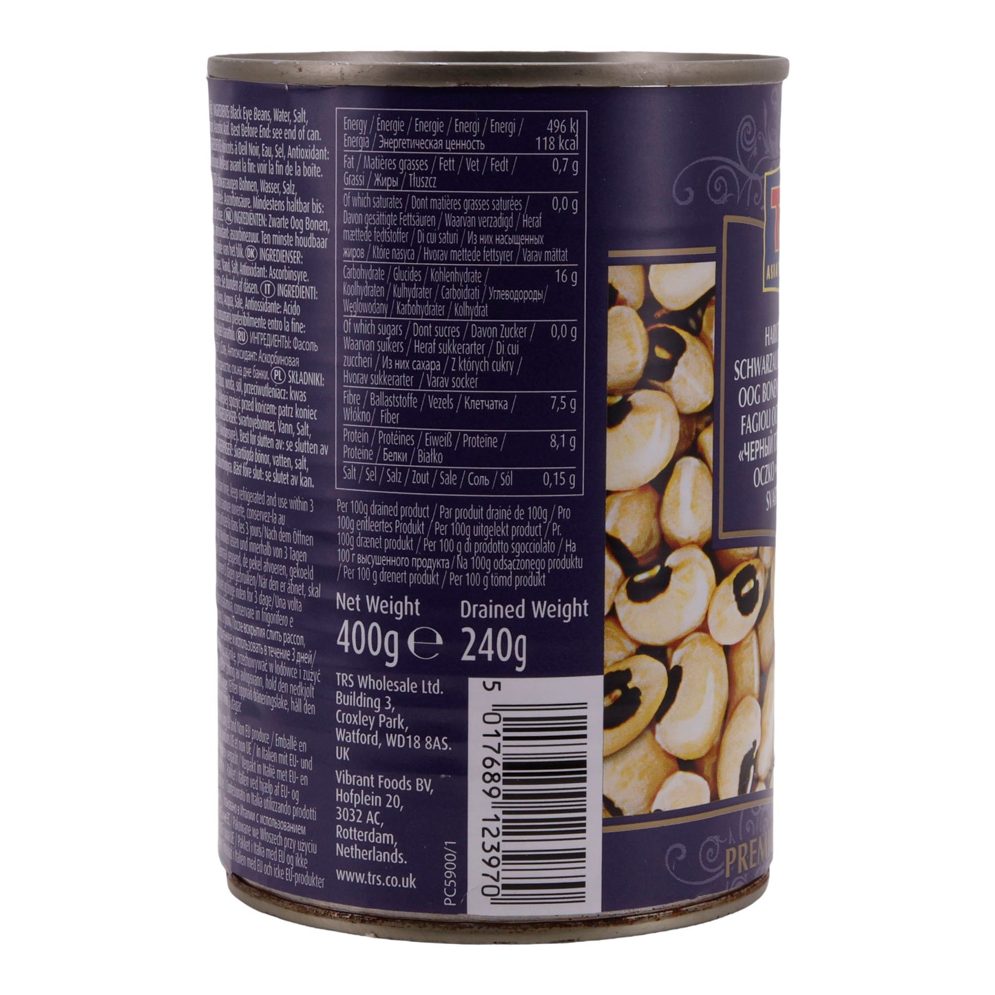 Bohnen TRS | Black Eye Beans | Premium Qualität, in gesalzenem Wasser | 400 g
