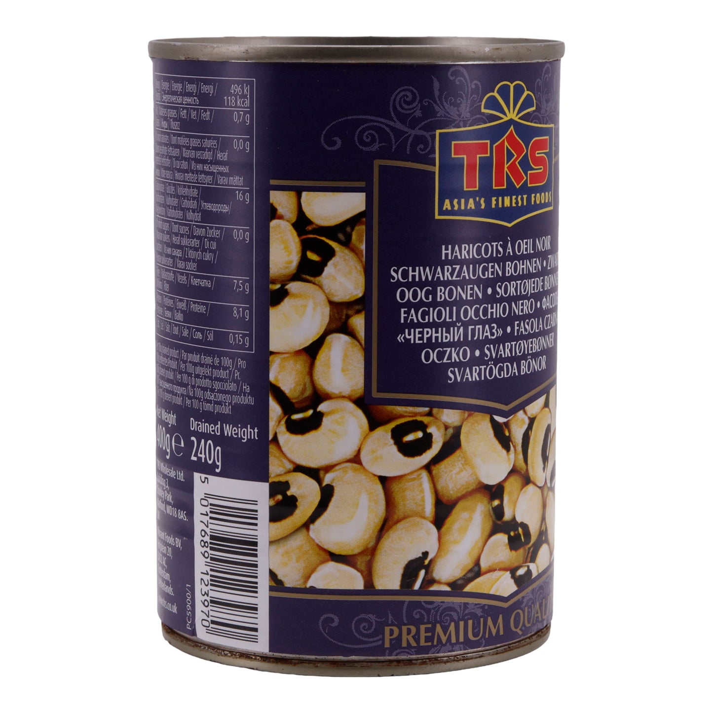 Bohnen TRS | Black Eye Beans | Premium Qualität, in gesalzenem Wasser | 400 g