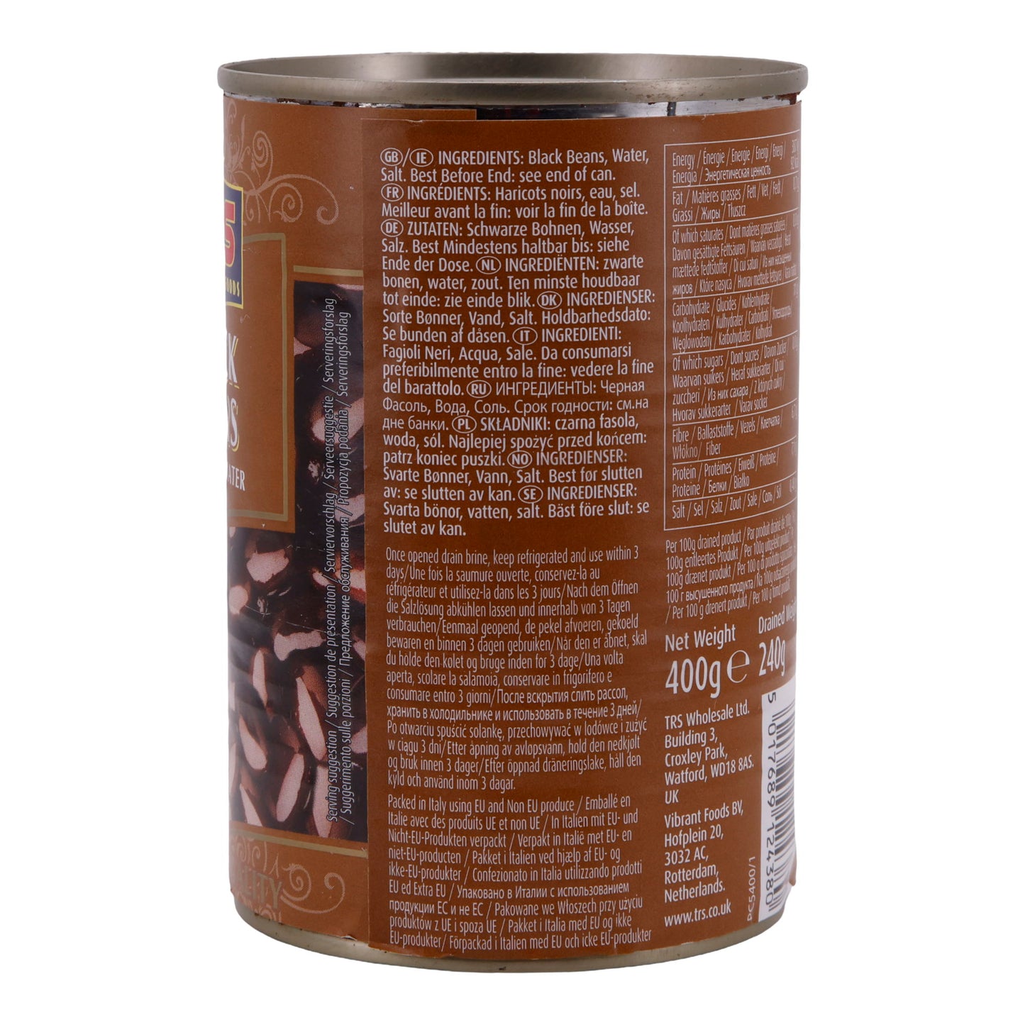 Bohnen TRS | Zwarte bonen in zout water | Premium kwaliteit | 400 g