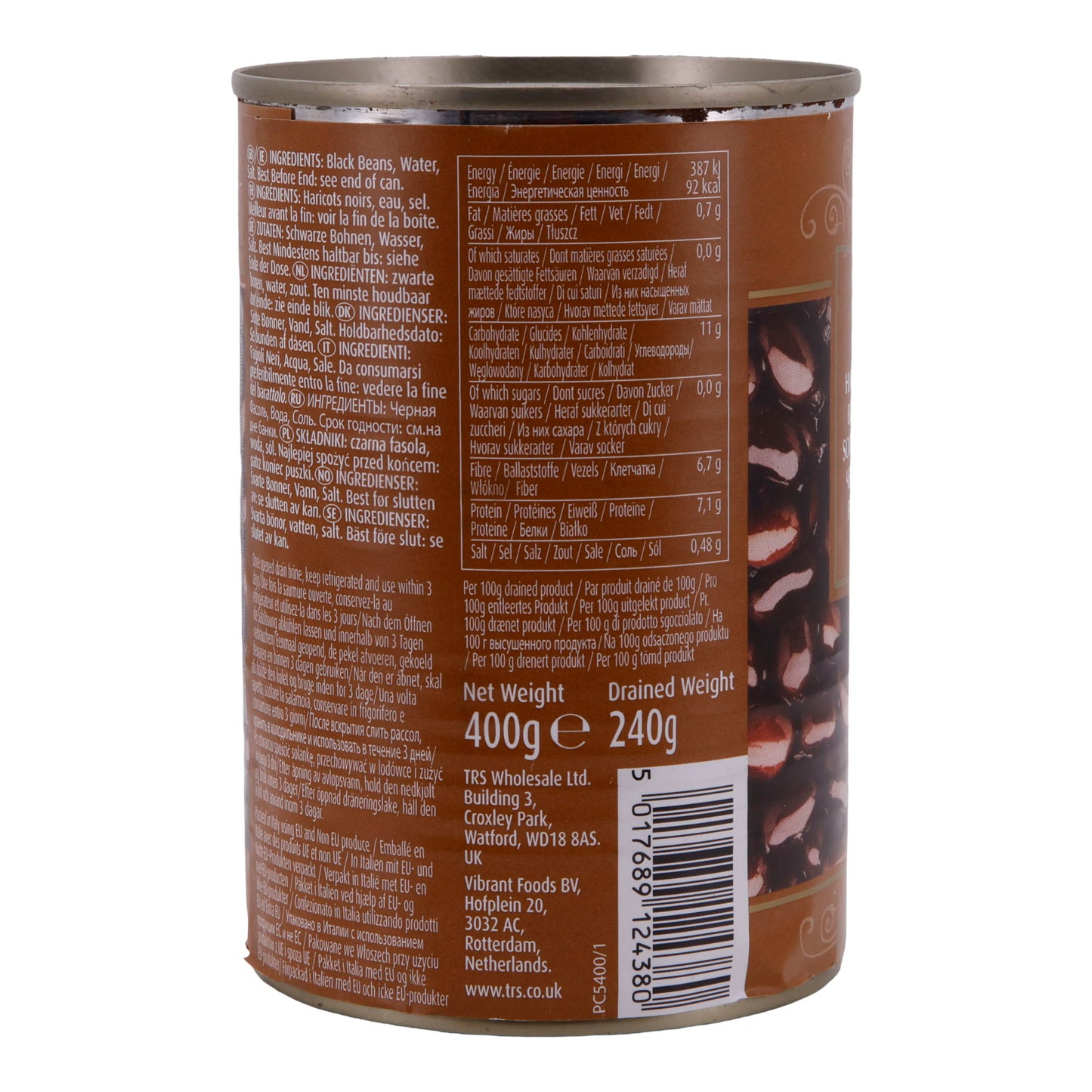 Bohnen TRS | Zwarte bonen in zout water | Premium kwaliteit | 400 g