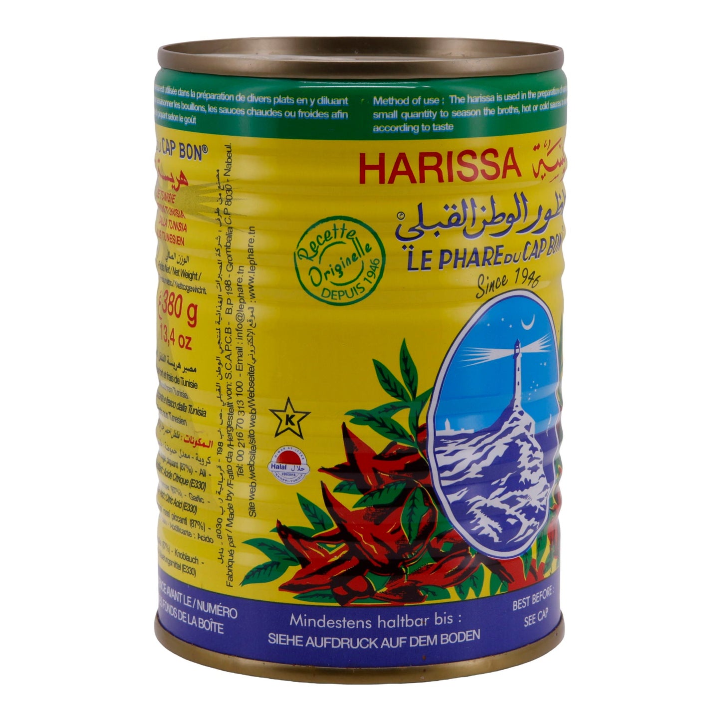 Würzpaste Le Phare du Cap Bon | Harissa | Aus frischen roten Chilis, original aus Tunesien | 380 g LE PHARE DU CAP BON