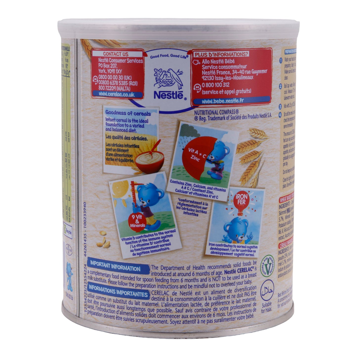 Nourriture pour bébé Nestlé | Cerelac Miel & Blé avec Lait | Dès 12 mois | 400 g