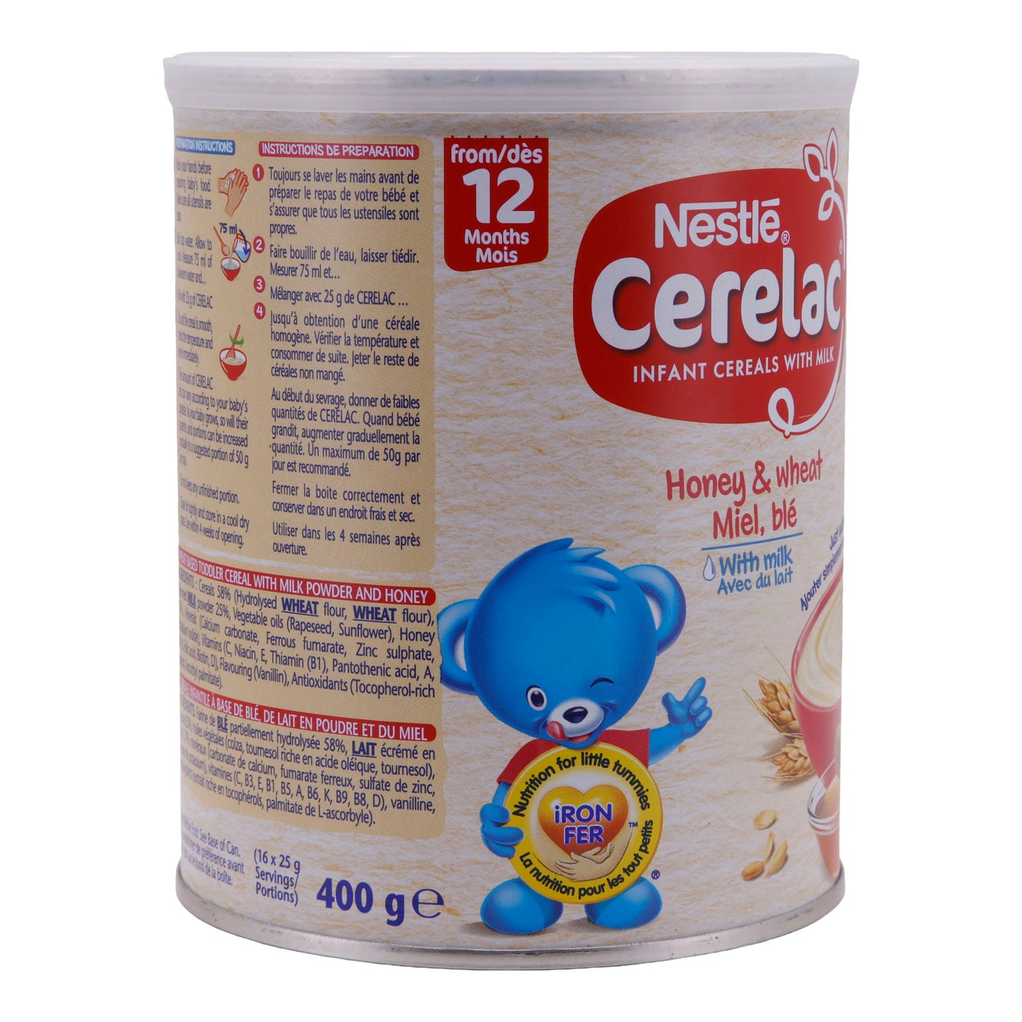 Nourriture pour bébé Nestlé | Cerelac Miel & Blé avec Lait | Dès 12 mois | 400 g