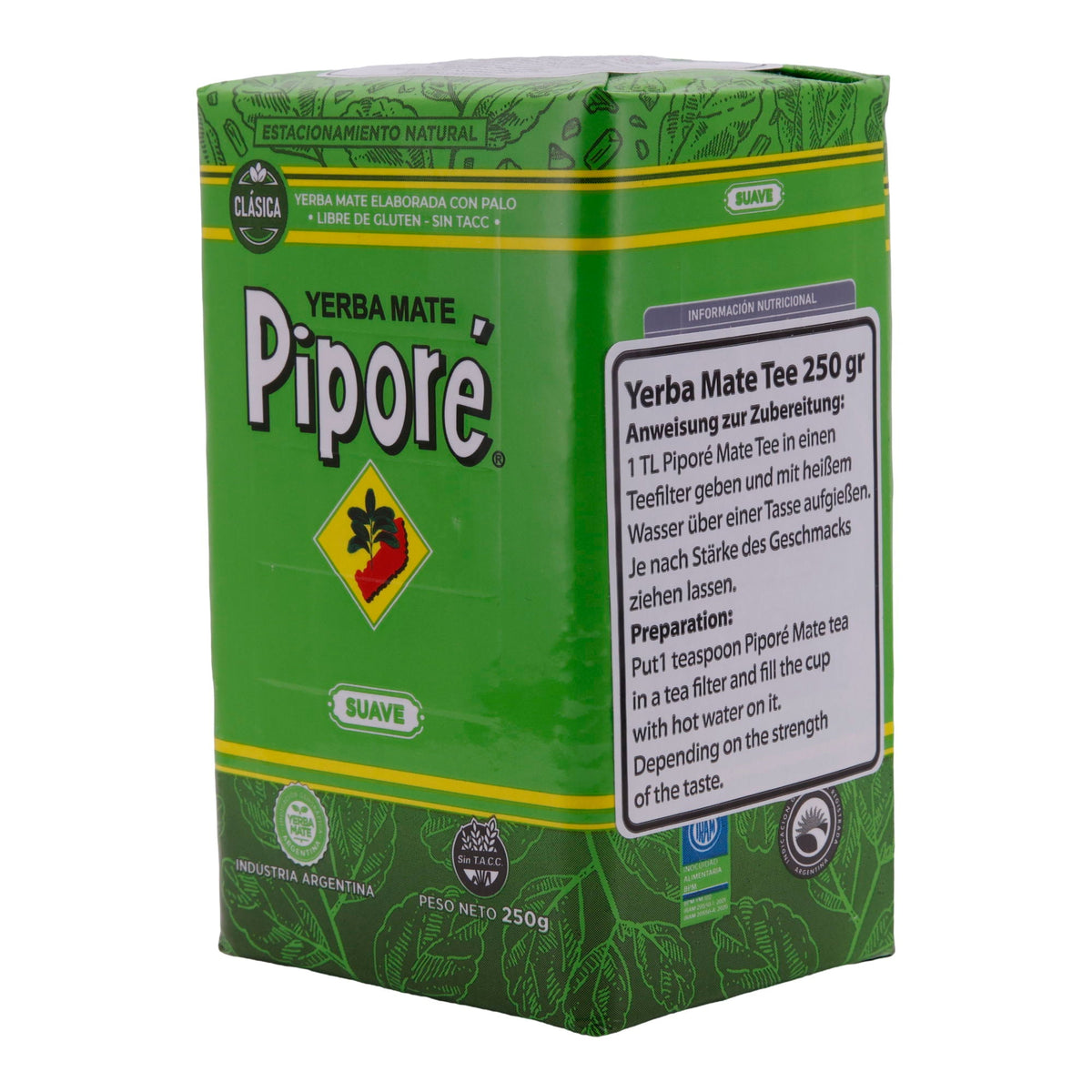 Tee Piporé | Yerba Mate Suave | Milde Yerba Mate für sanften Genuss | 250 g PIPORE