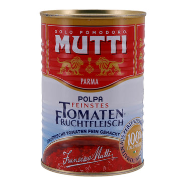 Tomatenfruchtfleisch Mutti | Polpa Feinstes Tomatenfruchtfleisch | Frische italienische Tomaten in bester Form | 400 g MUTTI