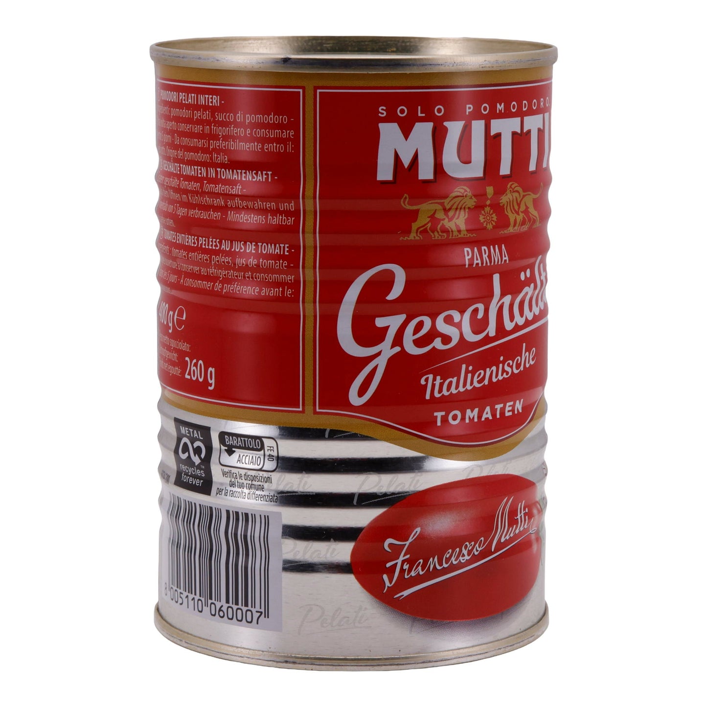Geschälte Tomaten Mutti | Sonnengereift | Authentischer Geschmack aus Italien | 400 g MUTTI