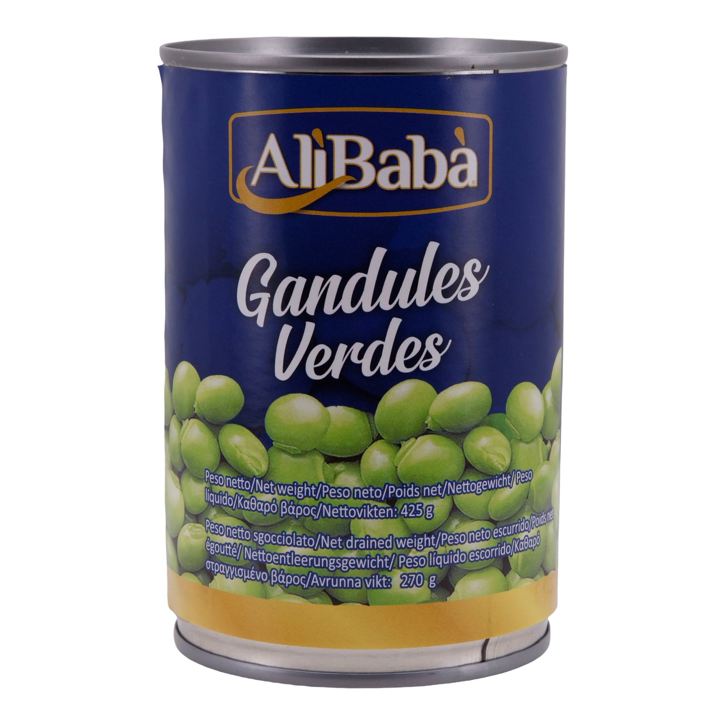 Gandules Verdes Ali Baba | Piselli verdi | In salamoia | 425 g