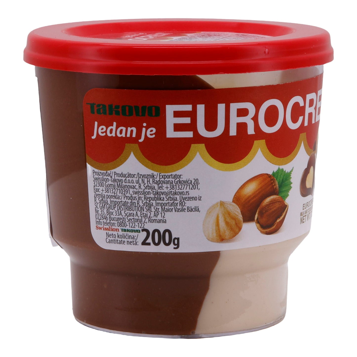 Haselnusscreme Eurocrem | Zweifarbig | Haselnuss- & Kakaocreme, vielseitig | 200 g TAKOVO