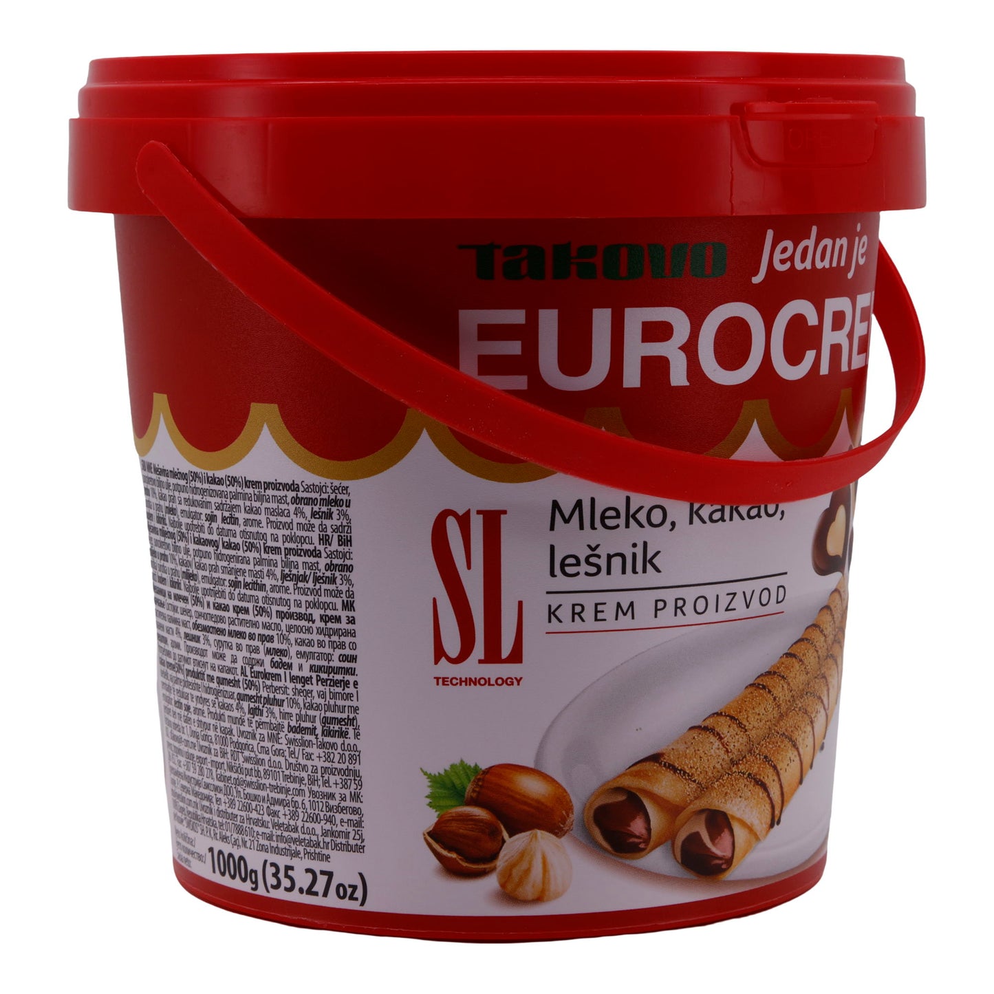 Crema di nocciole e cacao | Eurocrem | Bicolore, secchio pratico | 1 kg