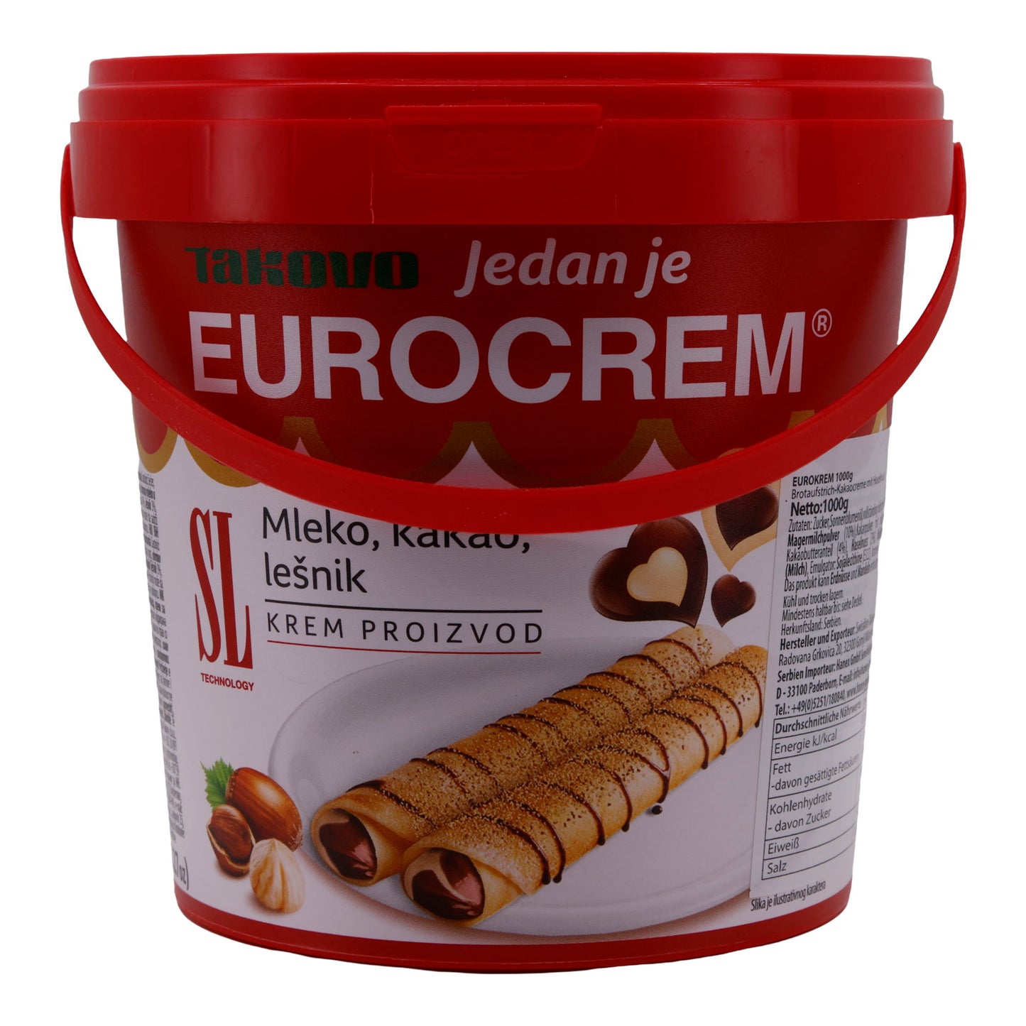 Crema di nocciole e cacao | Eurocrem | Bicolore, secchio pratico | 1 kg