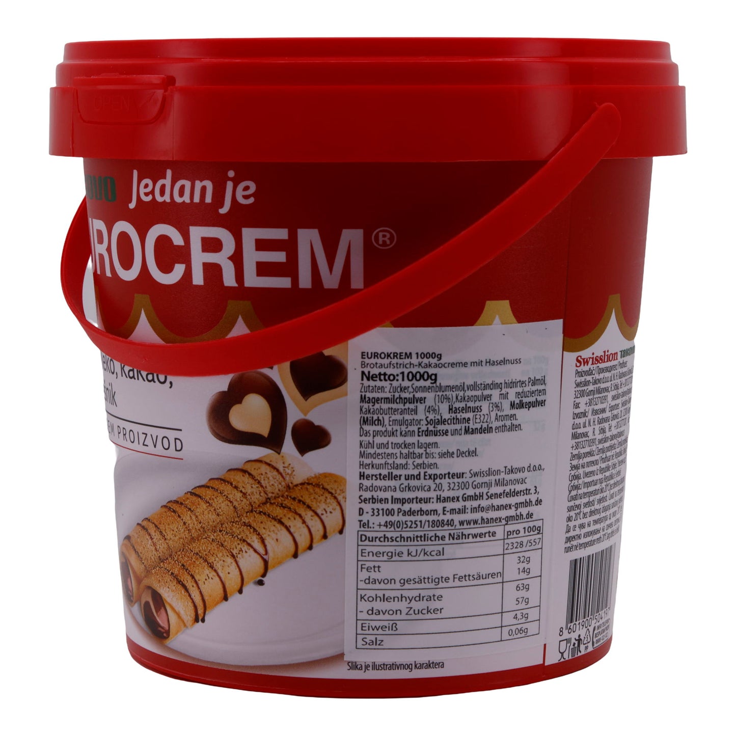 Crema di nocciole e cacao | Eurocrem | Bicolore, secchio pratico | 1 kg