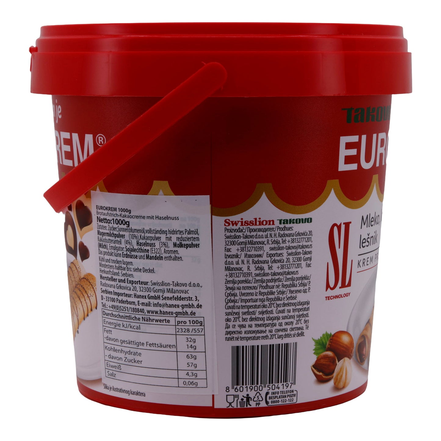 Crema di nocciole e cacao | Eurocrem | Bicolore, secchio pratico | 1 kg