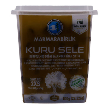 Oliven Marmarabirlik | Kuru Sele 2XS | Traditionell getrocknete schwarze Oliven | 800 g MARMARABIRLIK