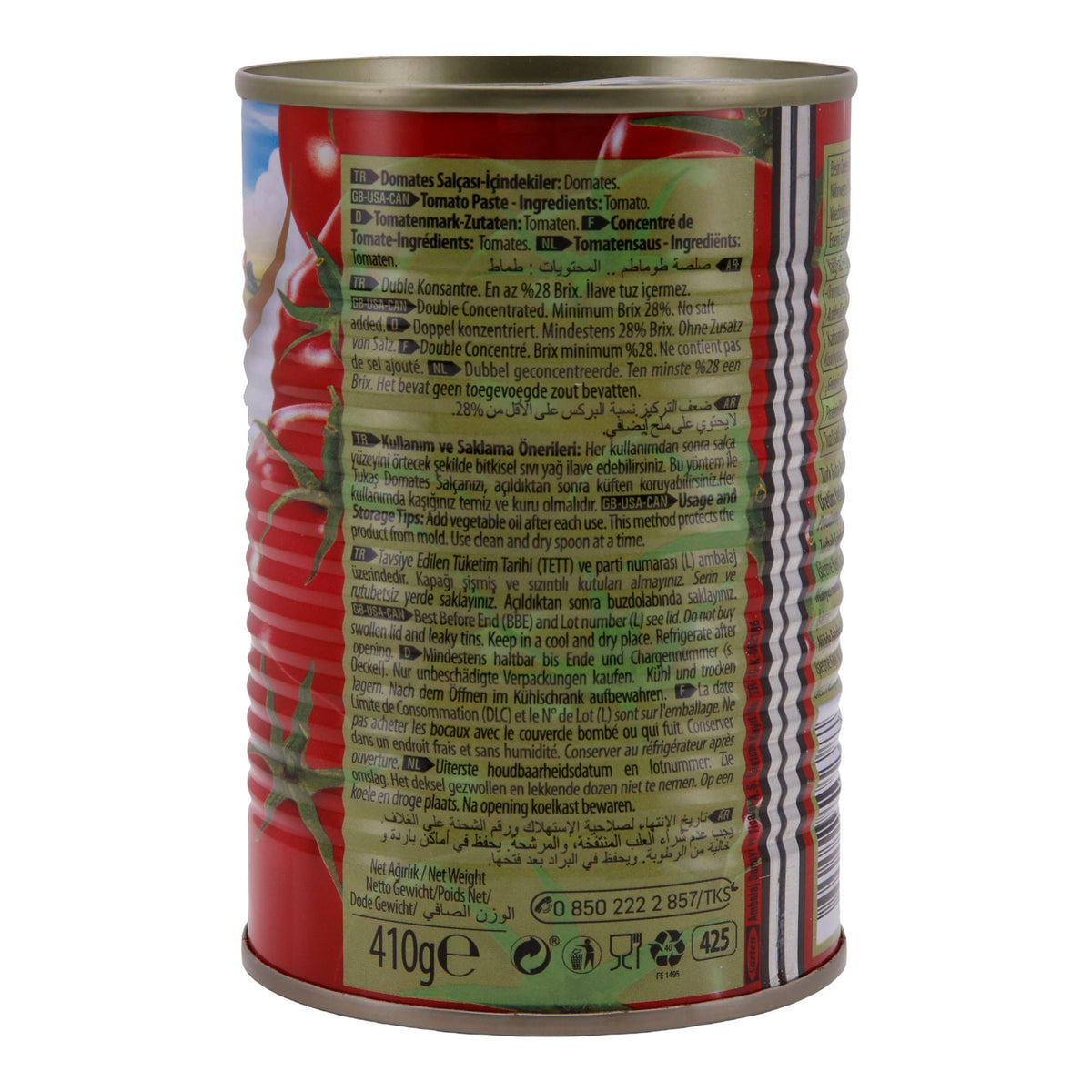 Tomatenmark Tukas | Doppelt konzentriert | 28 % Brix, intensiver Geschmack | 410 g Dose TUKAS