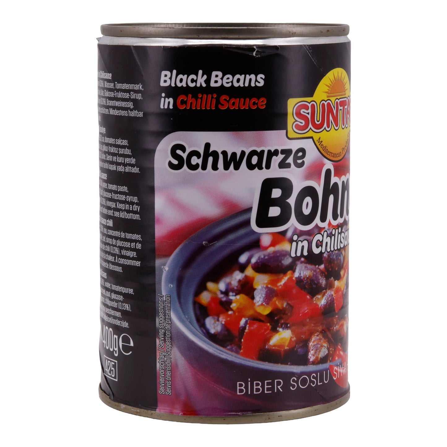 Schwarze Bohnen in Chilisauce SUNTAT | Bohnen | Pikantes Geschmackserlebnis aus der Türkei | 400 g SUNTAT