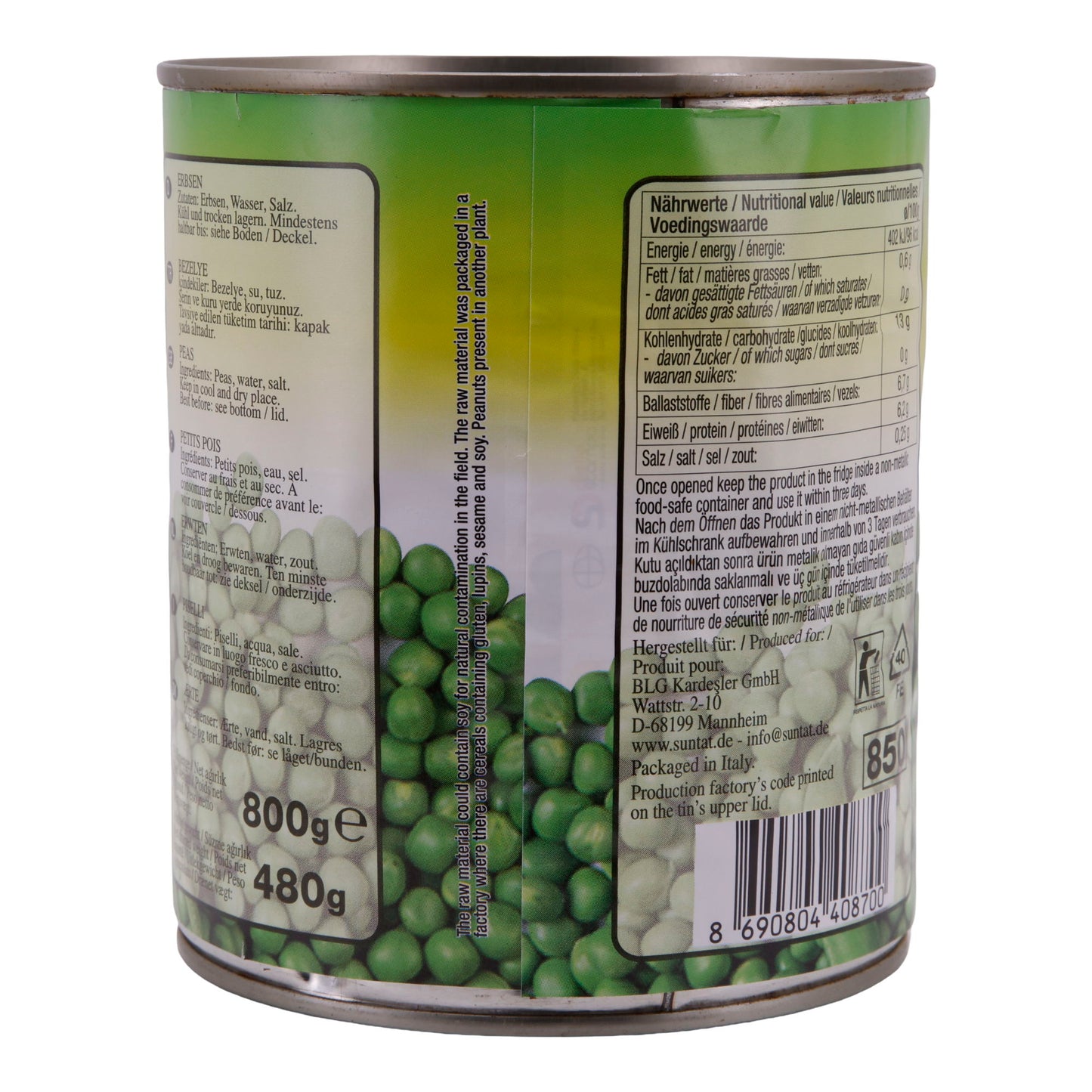 Piselli verdi Suntat | Legumi | Piselli | 800 g