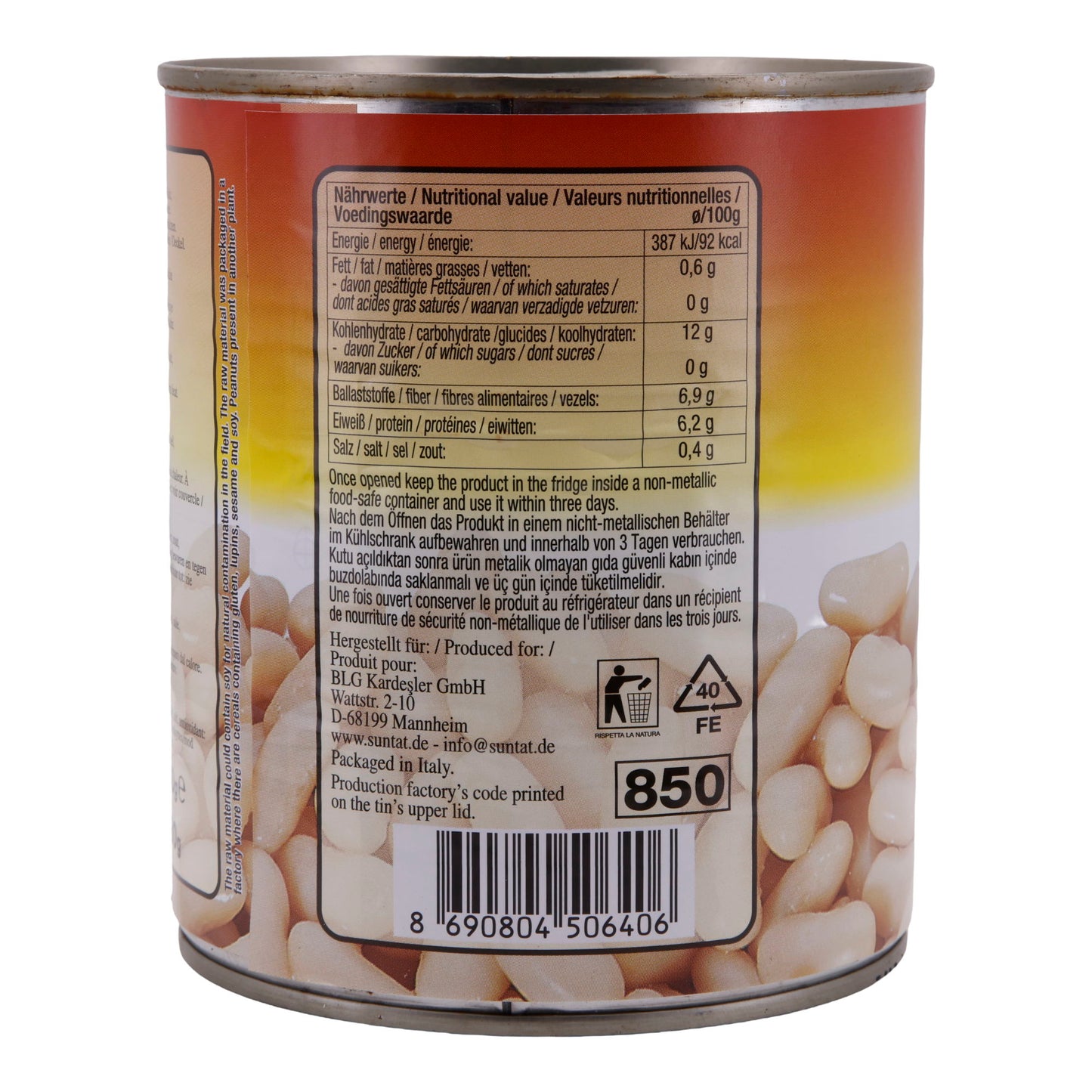 Weiße Bohnen Suntat | Bohnen | Vielseitig | 800 g