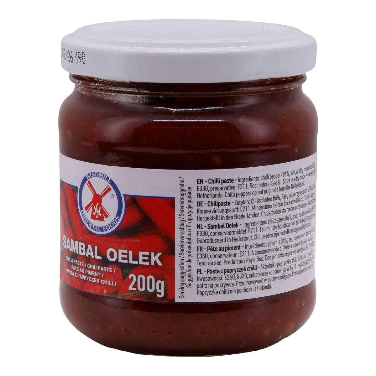 Chilipaste Windmill | Sambal Oelek | Würzig | 200 g Glas WINDMILL ORIENTALFOODS