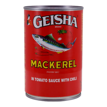 Fisch Geisha | Makrele in Tomatensauce mit Chili | Würzige Delikatesse für Liebhaber scharfer Meeresfrüchte | 425 g GEISHA