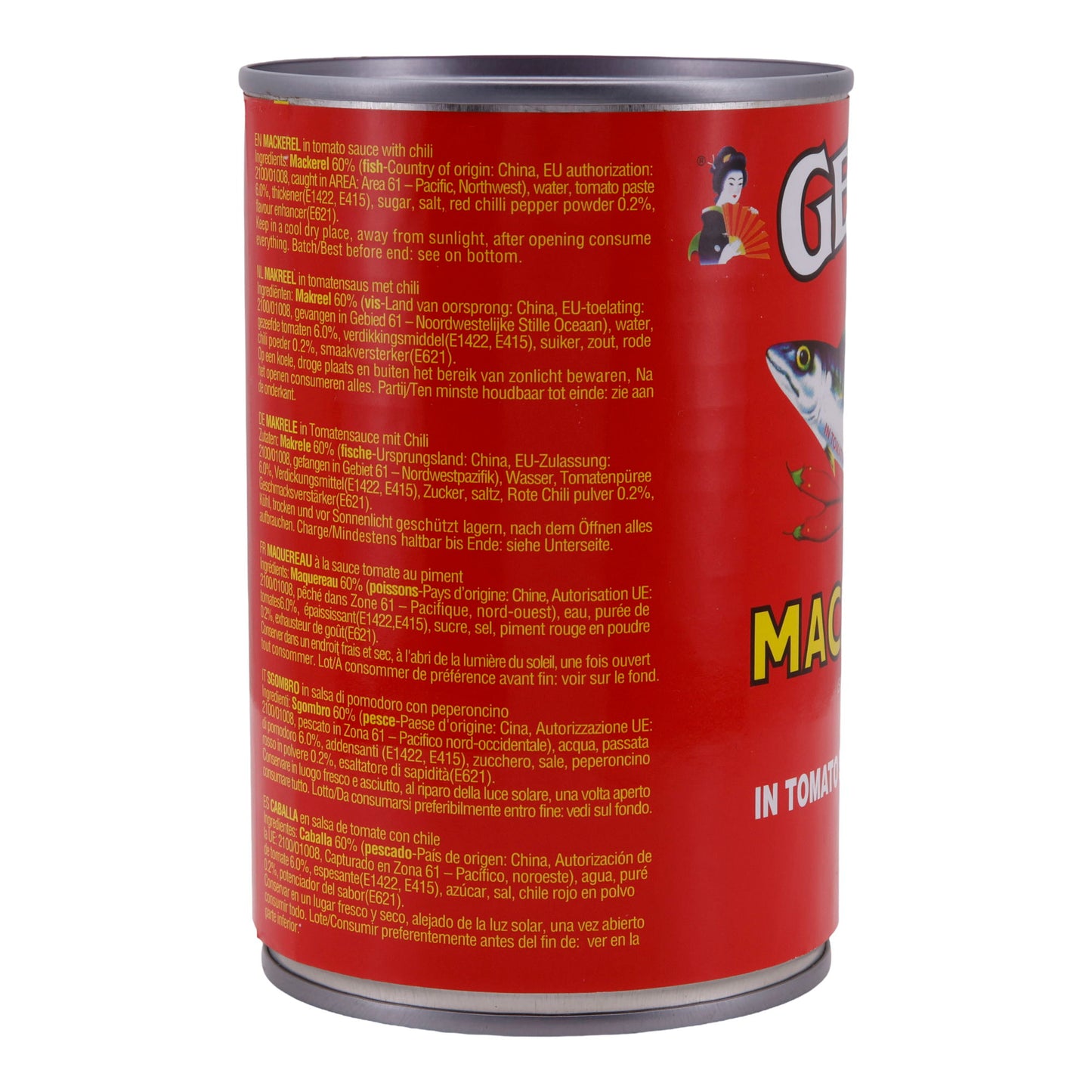 Fisch Geisha | Sgombro in salsa di pomodoro con chili | Delizia speziata per gli amanti dei frutti di mare piccanti | 425 g
