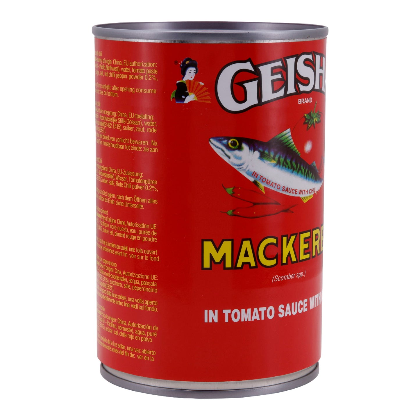 Fisch Geisha | Sgombro in salsa di pomodoro con chili | Delizia speziata per gli amanti dei frutti di mare piccanti | 425 g