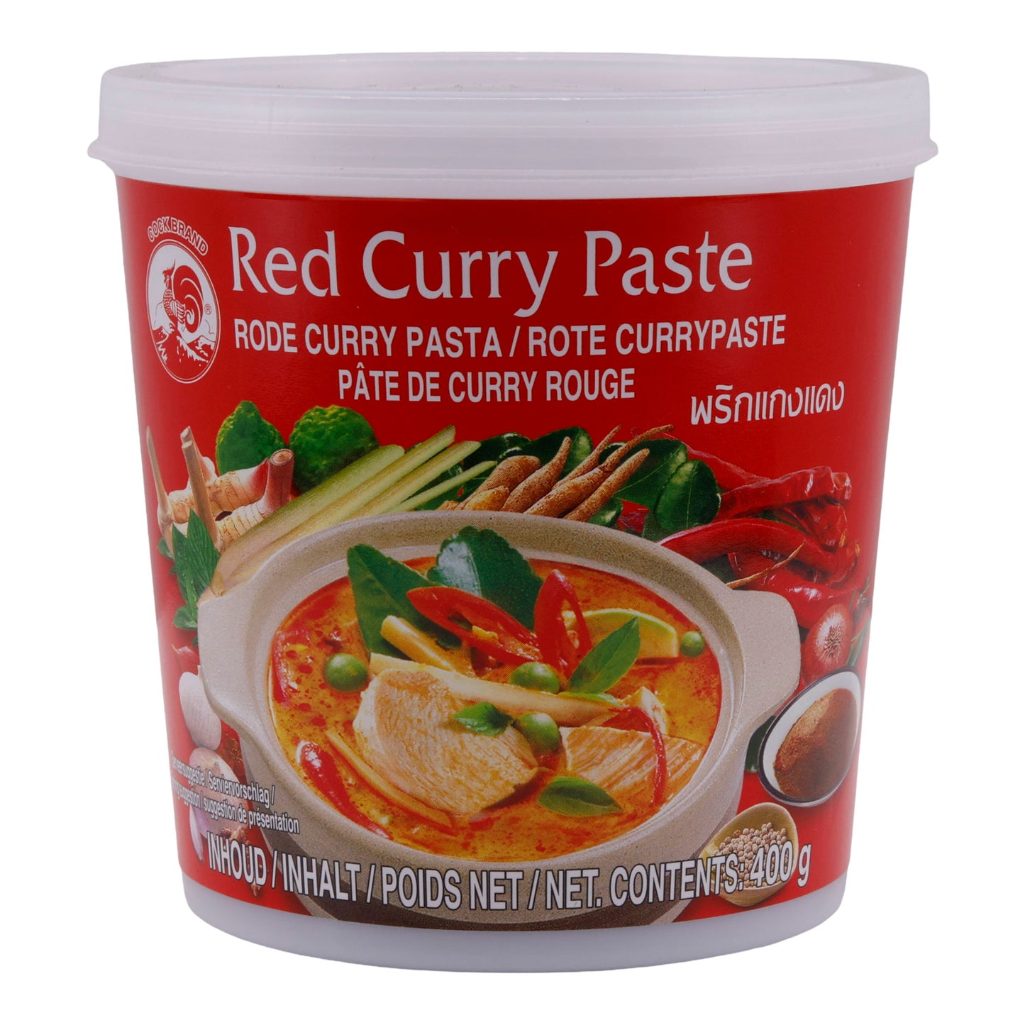 Curry Pasta Cock Brand| Rode Curry Pasta | Intensief, authentiek, Aziatisch | 400 g
