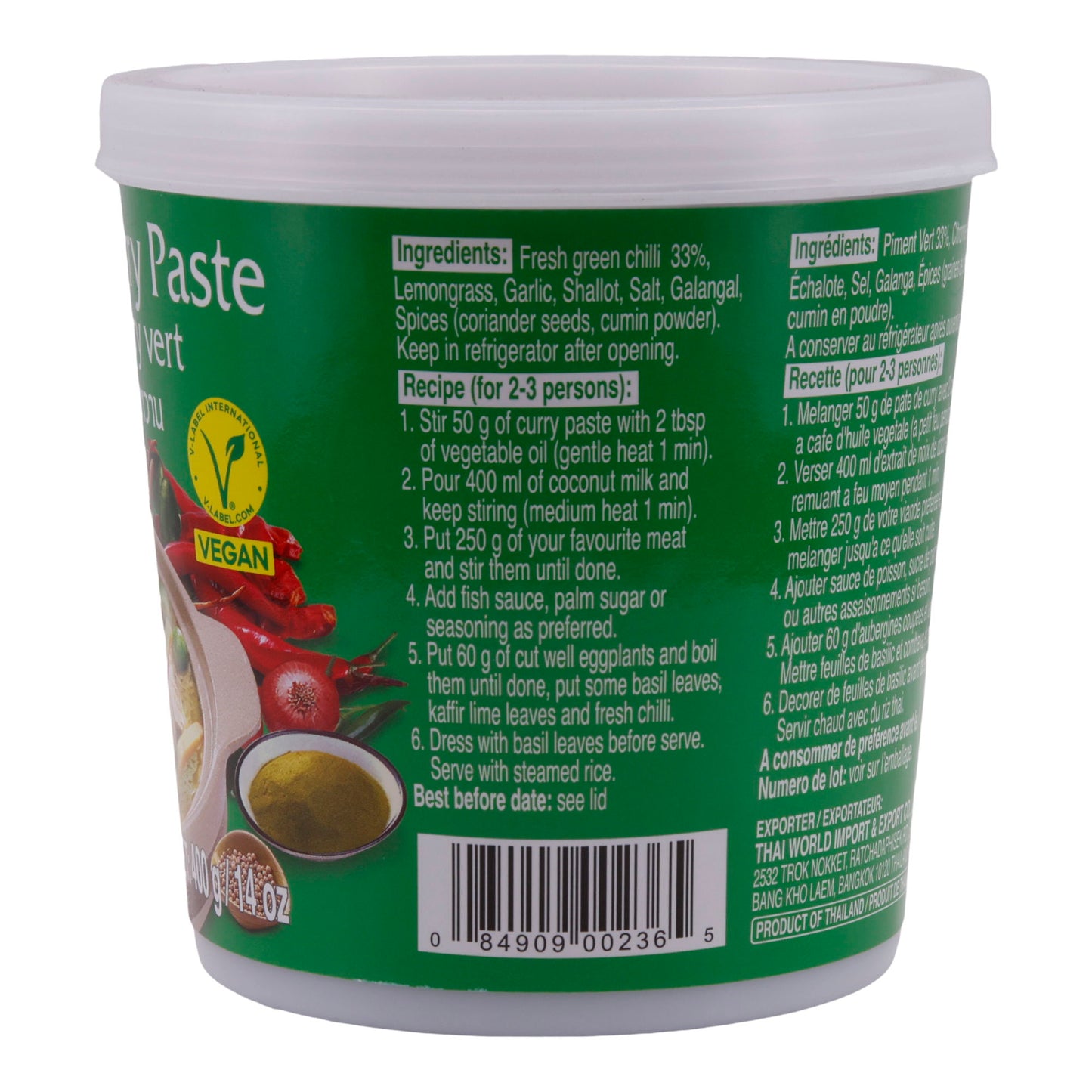 Green Curry Paste Cock Brand | Thai | Aromatic and Vegan | 400 g