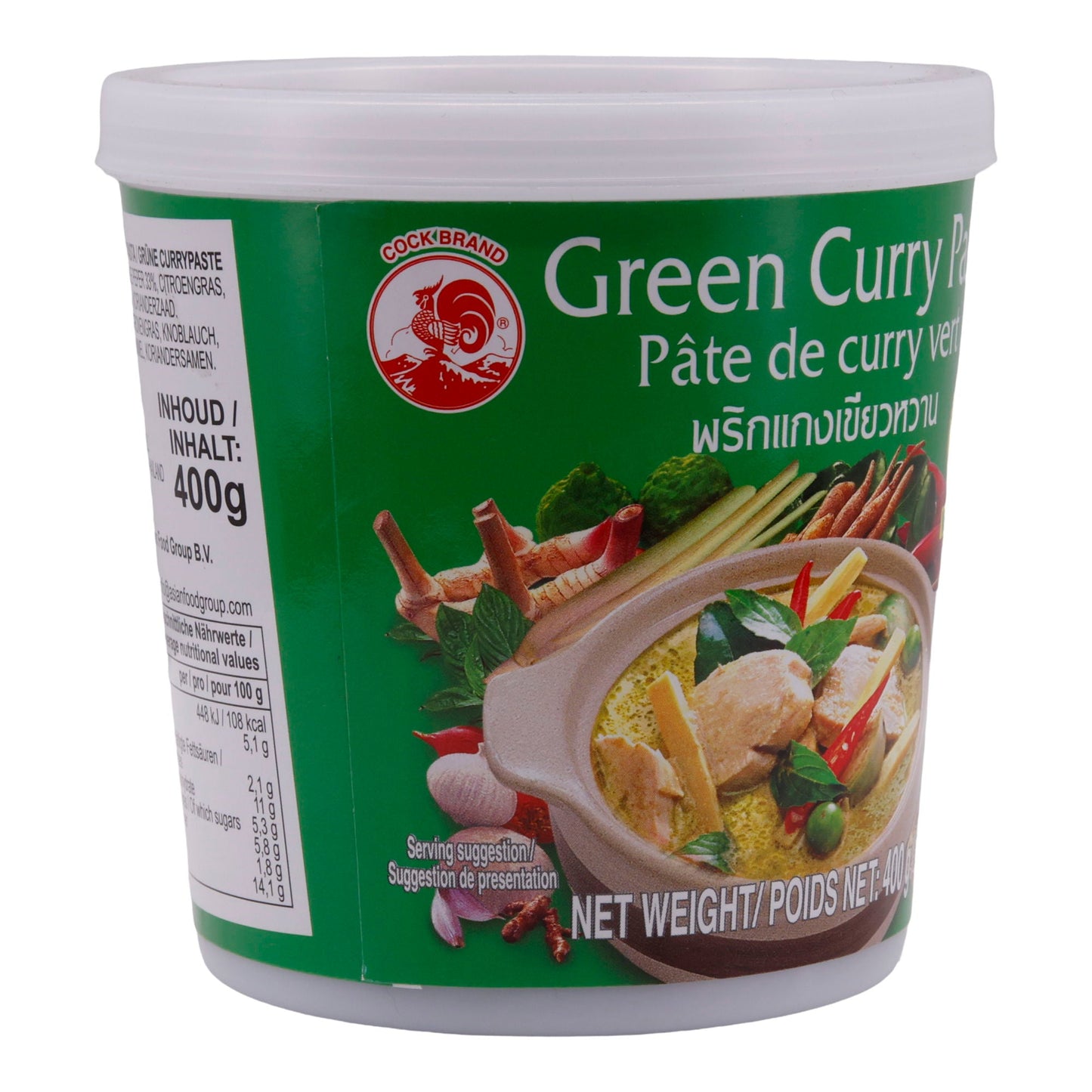 Grüne Curry Paste Cock Brand | Thailändisch | Aromatisch und Vegan | 400 g COCK BRAND