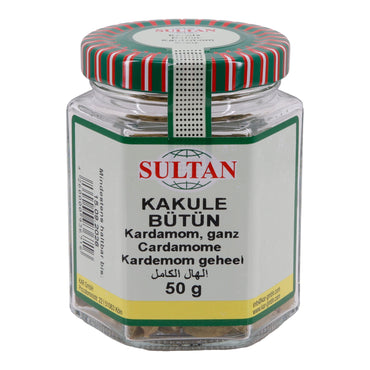 Kardamom Sultan | Ganzer Kardamom | Vielseitiges Aroma für Süßspeisen & herzhafte Gerichte | 50 g SULTAN