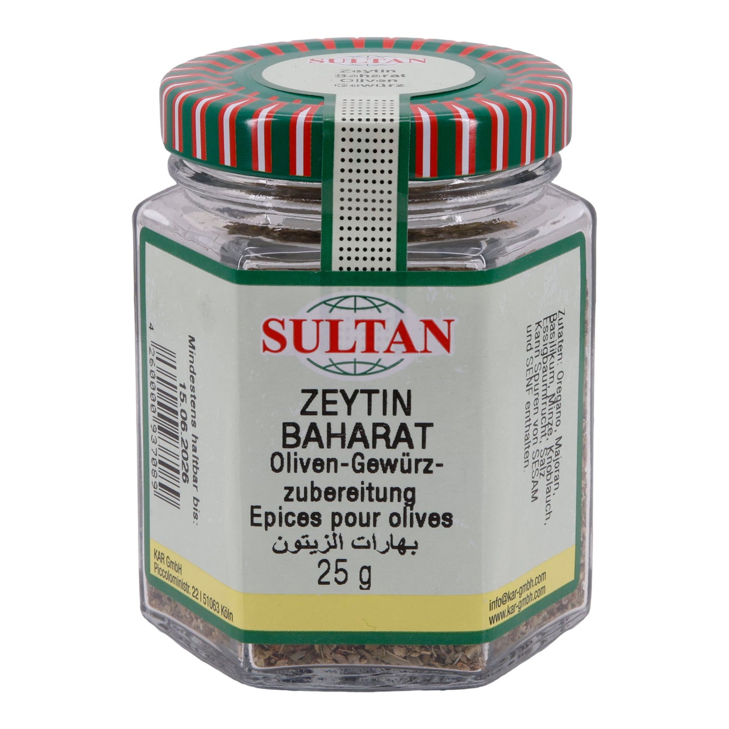 Kruidenmix Sultan | Zeytin Baharat | Mediterraan, voor olijven | 25 g