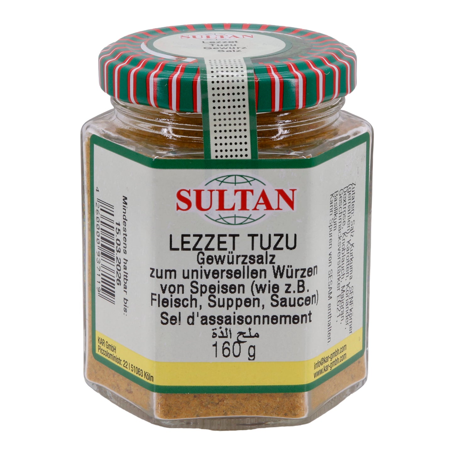 Gewürz Sultan Lezzet | Tuzu Gewürzsalz | Universelle Würze für Fleisch, Suppen und Saucen | 160 g