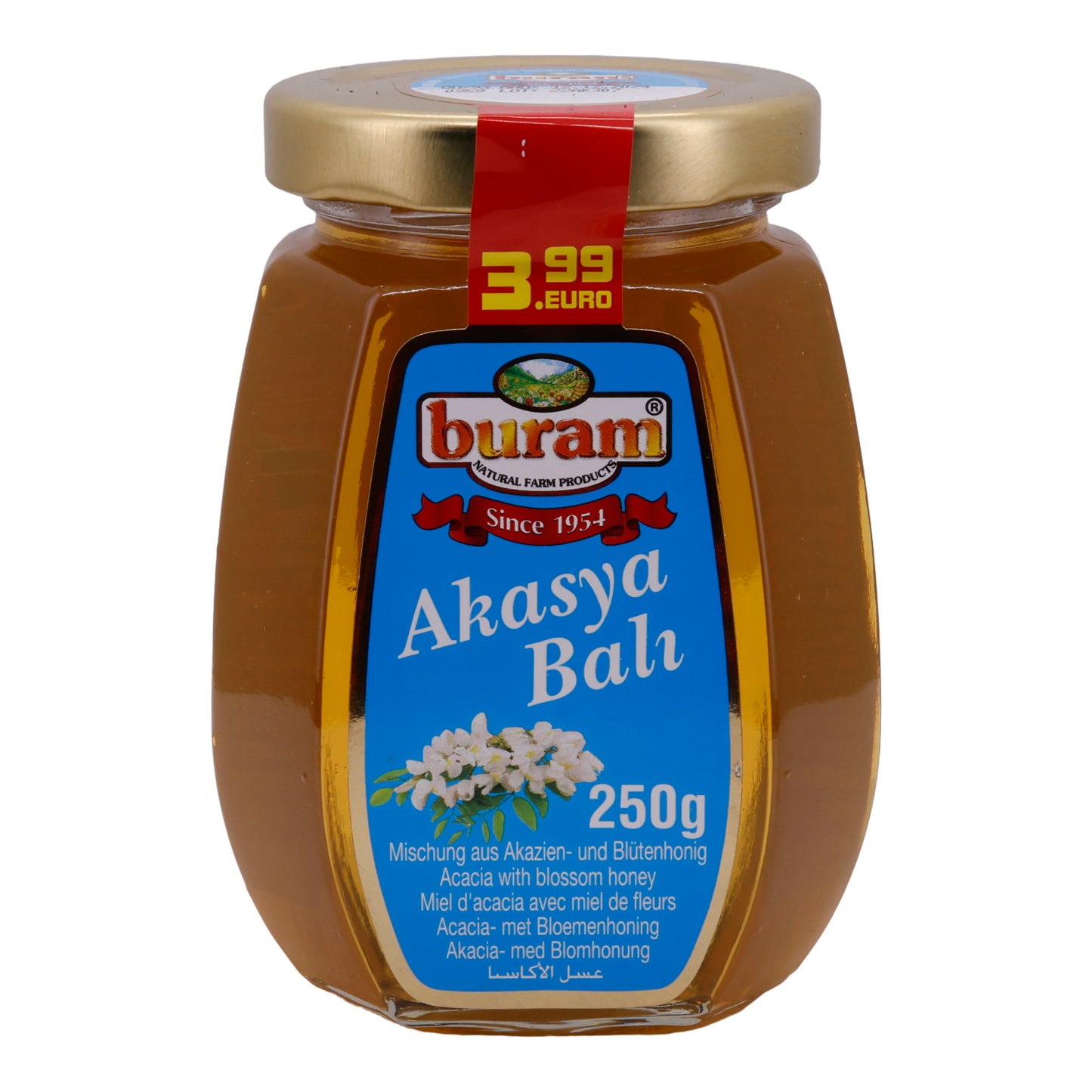 Akazienhonig Buram | Honig | Mischung aus Akazien- und Blütenhonig | 250 g
