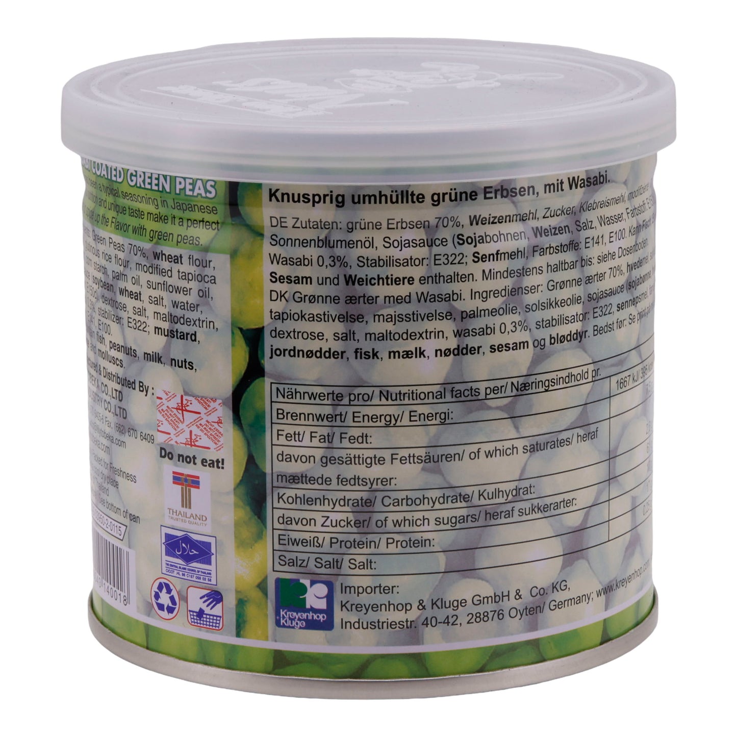Snack Khao Shong | Wasabi Grüne Erbsen | Knusprig, würzig | 140 g