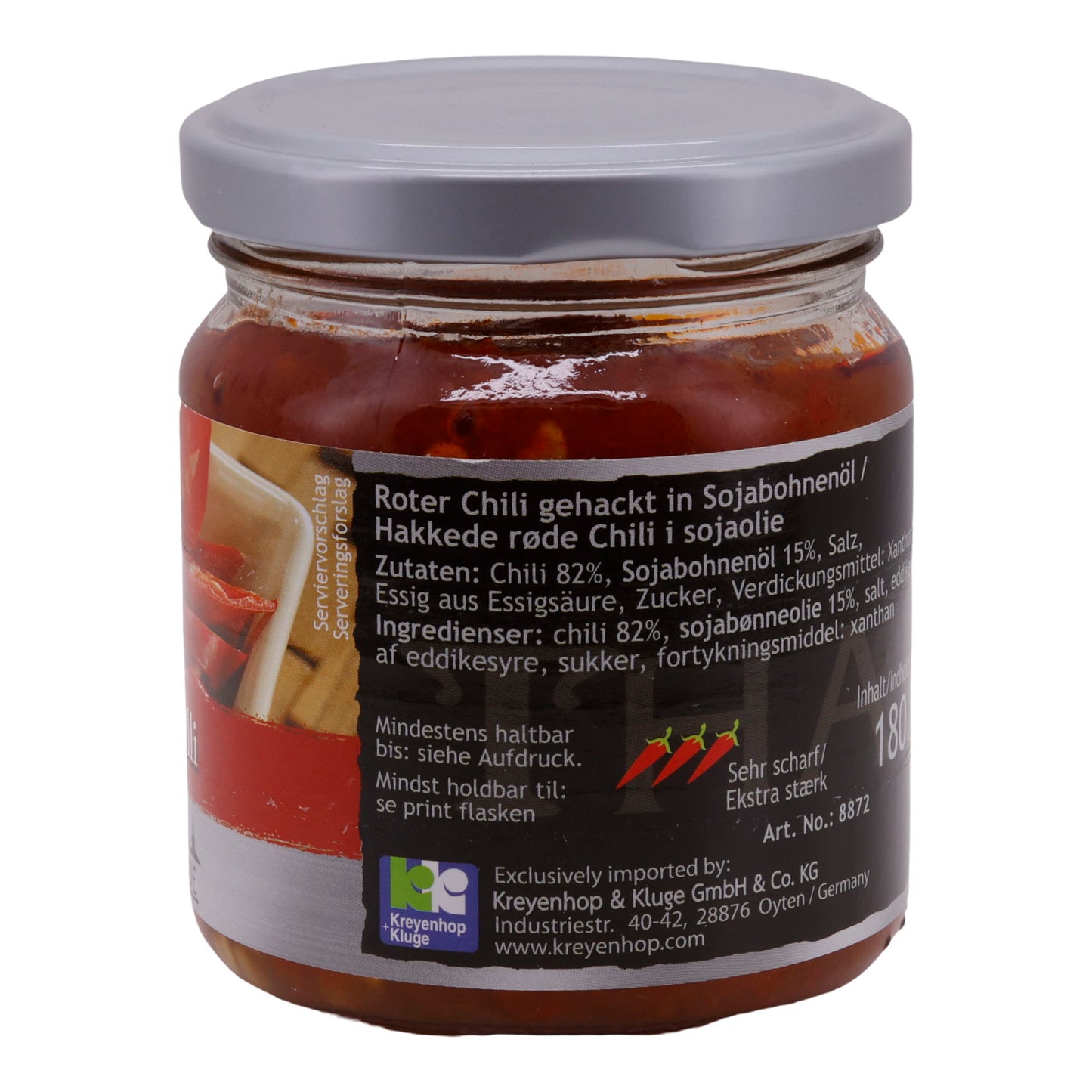Roter Chili Thai Pride | Haché dans l'huile de soja | Très épicé | idéal pour sauces et dips | 180 g