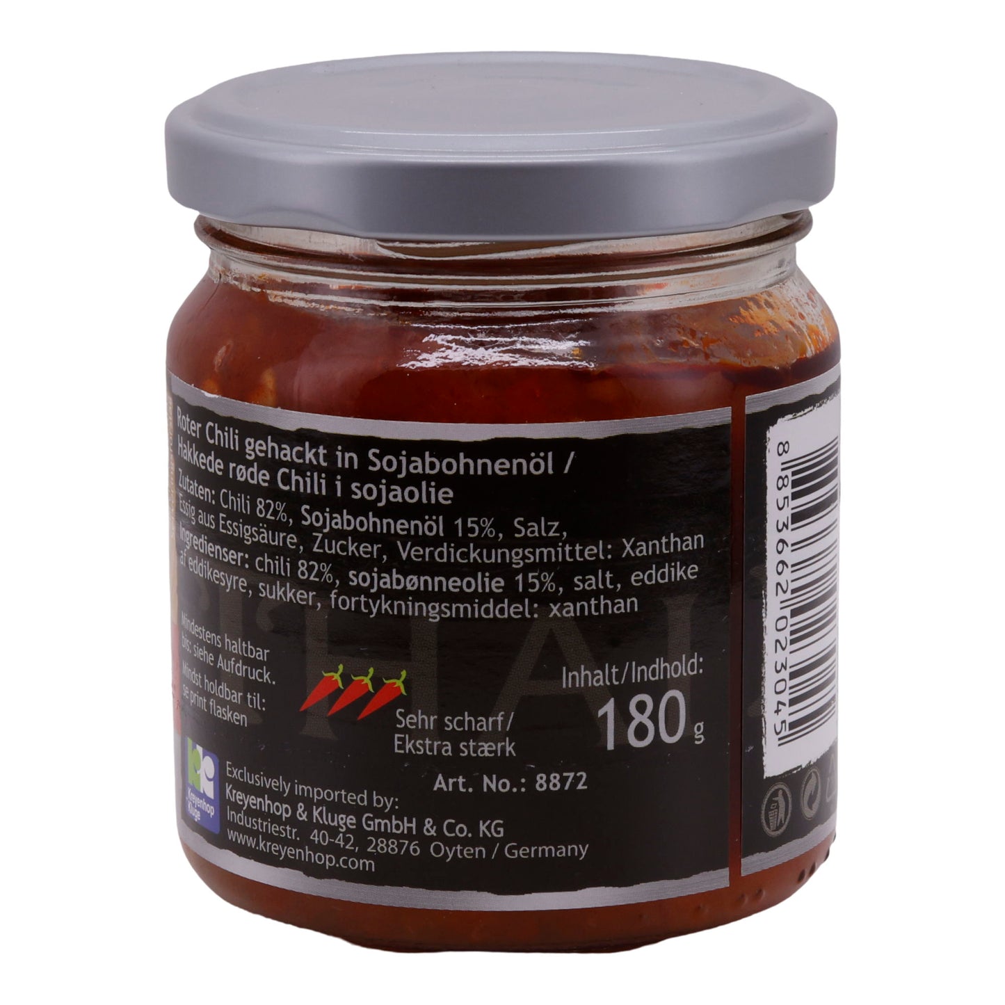 Roter Chili Thai Pride | Haché dans l'huile de soja | Très épicé | idéal pour sauces et dips | 180 g