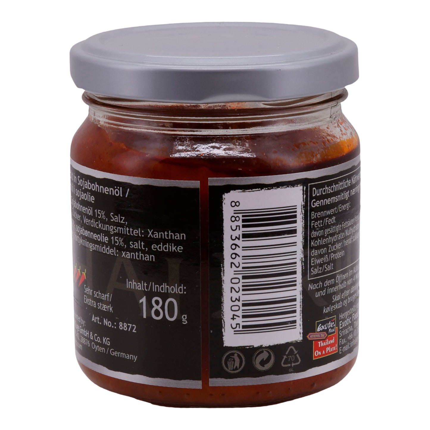 Roter Chili Thai Pride | Haché dans l'huile de soja | Très épicé | idéal pour sauces et dips | 180 g