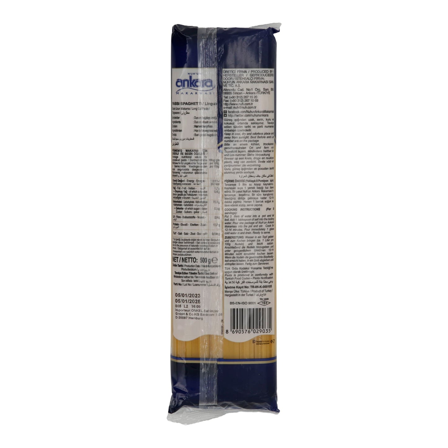 Ankara Linguine – Klassische Hartweizennudeln | 500 g | Original Türkische Pasta | Kochzeit 12–14 Min. NUHUN ANKARA