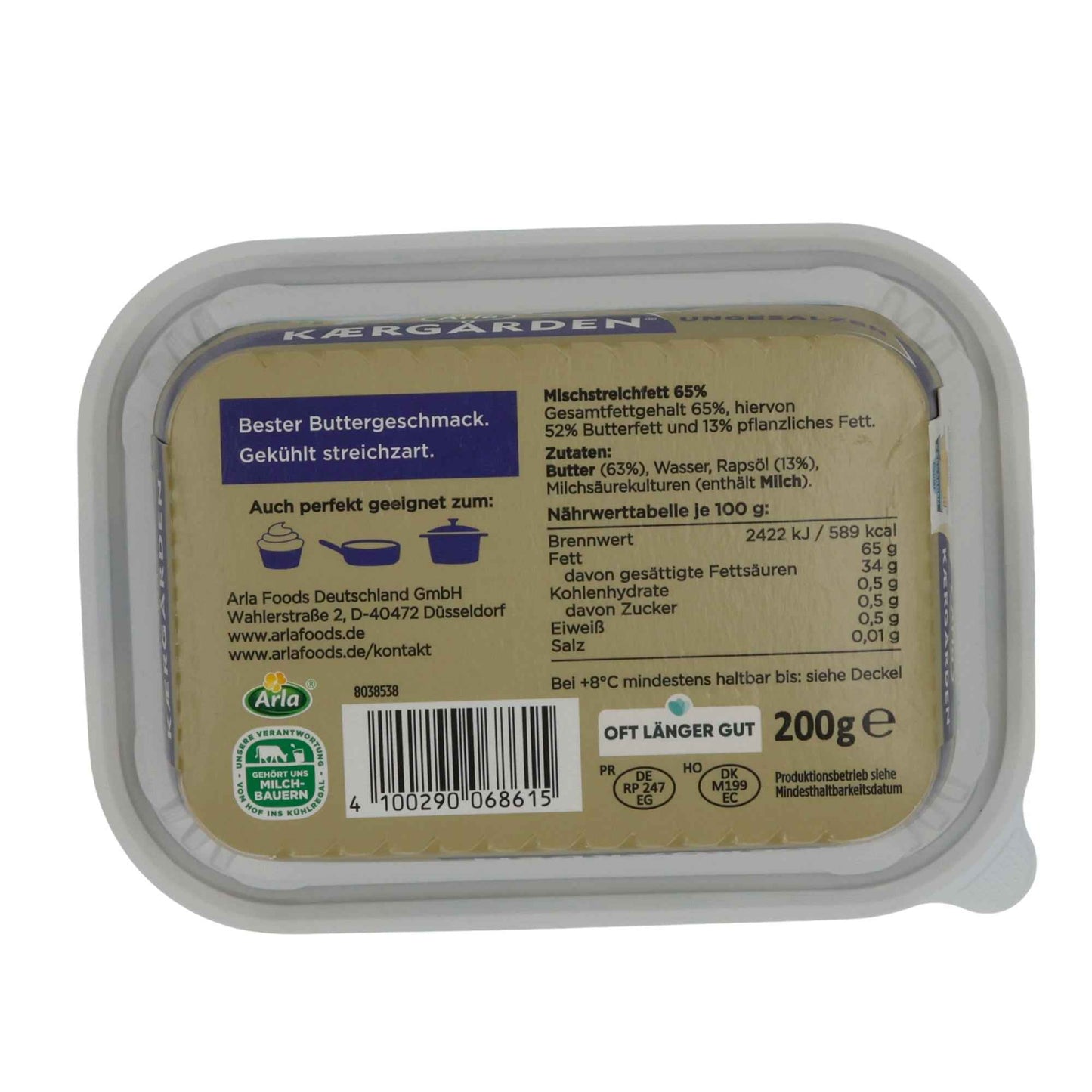 ARLA KAERGARDEN MARGARINE UNGESALZEN 200G