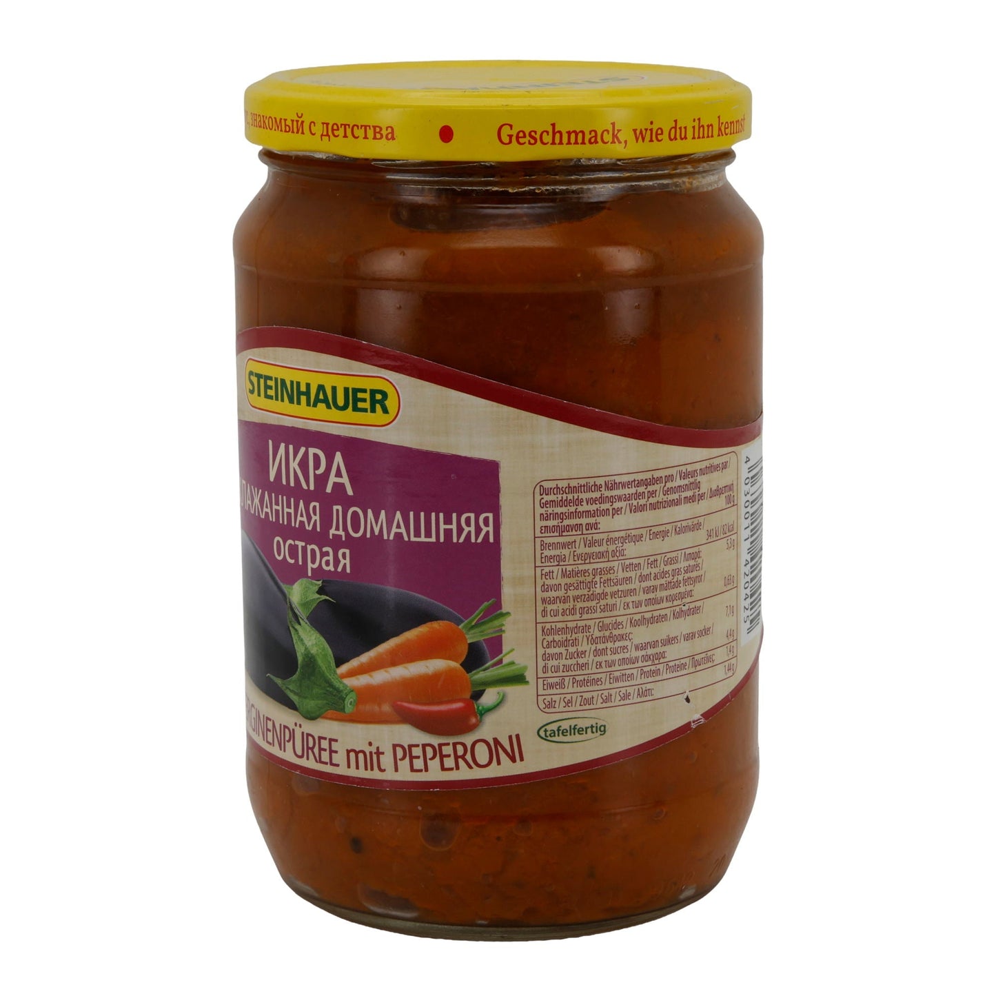 Auberginenpüree Steinhauer | Mit Peperoni | Vegan, tafelfertig | 680 g STEINHAUER