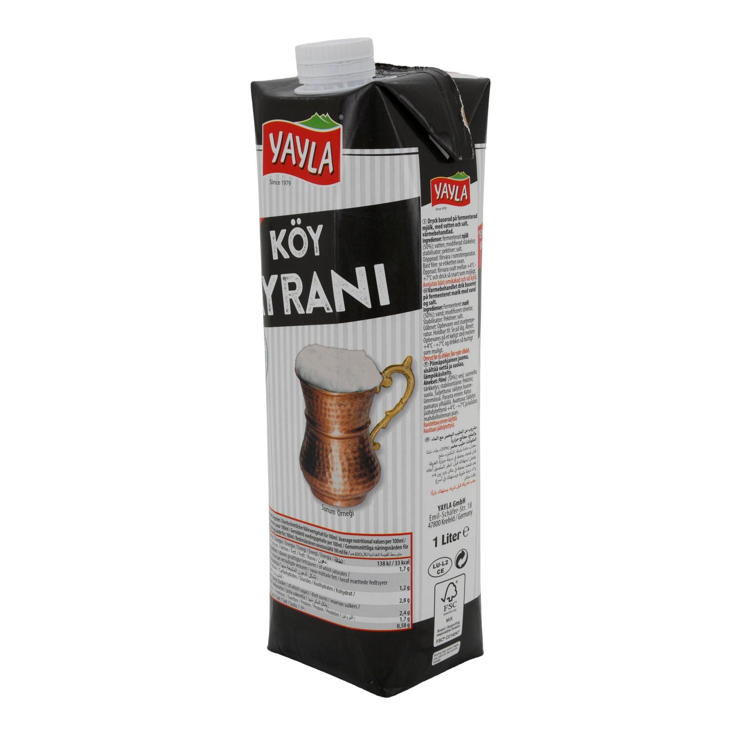 Ayran Yayla Köy Ayranı | Bevanda a base di yogurt | Tradizionale con sapore intenso | 1 l